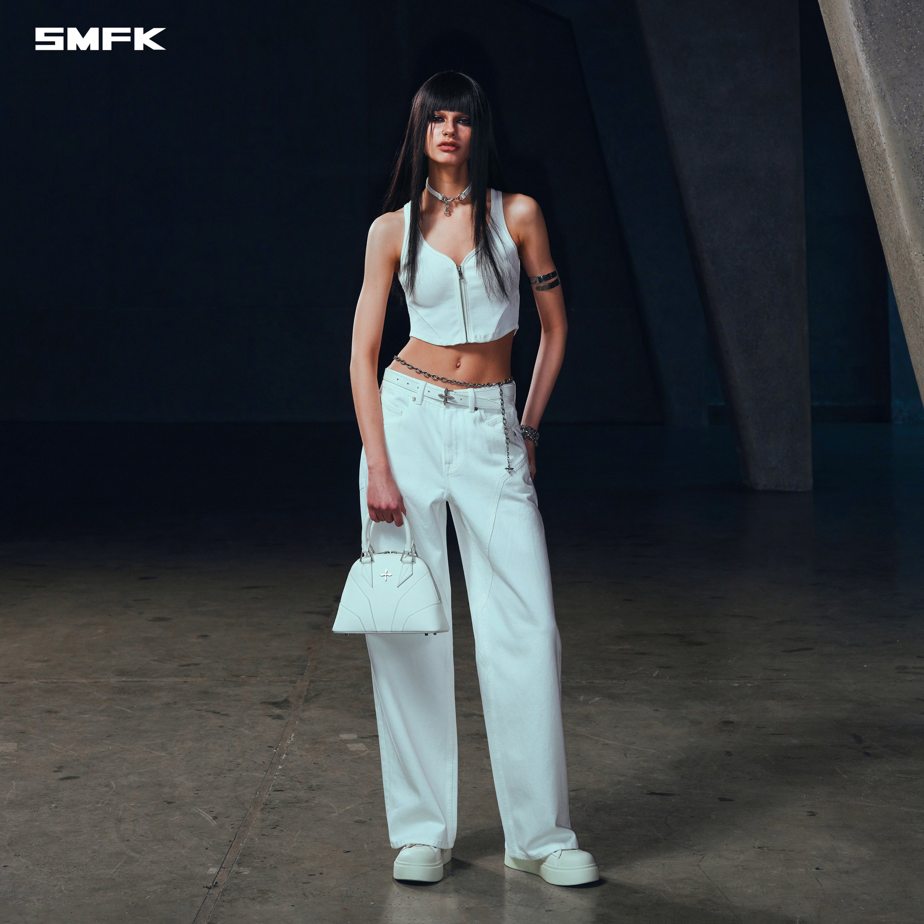 WILD MIRAGE LOOSE STRT DENIM PANTS/COTTON CLOUD WHITE