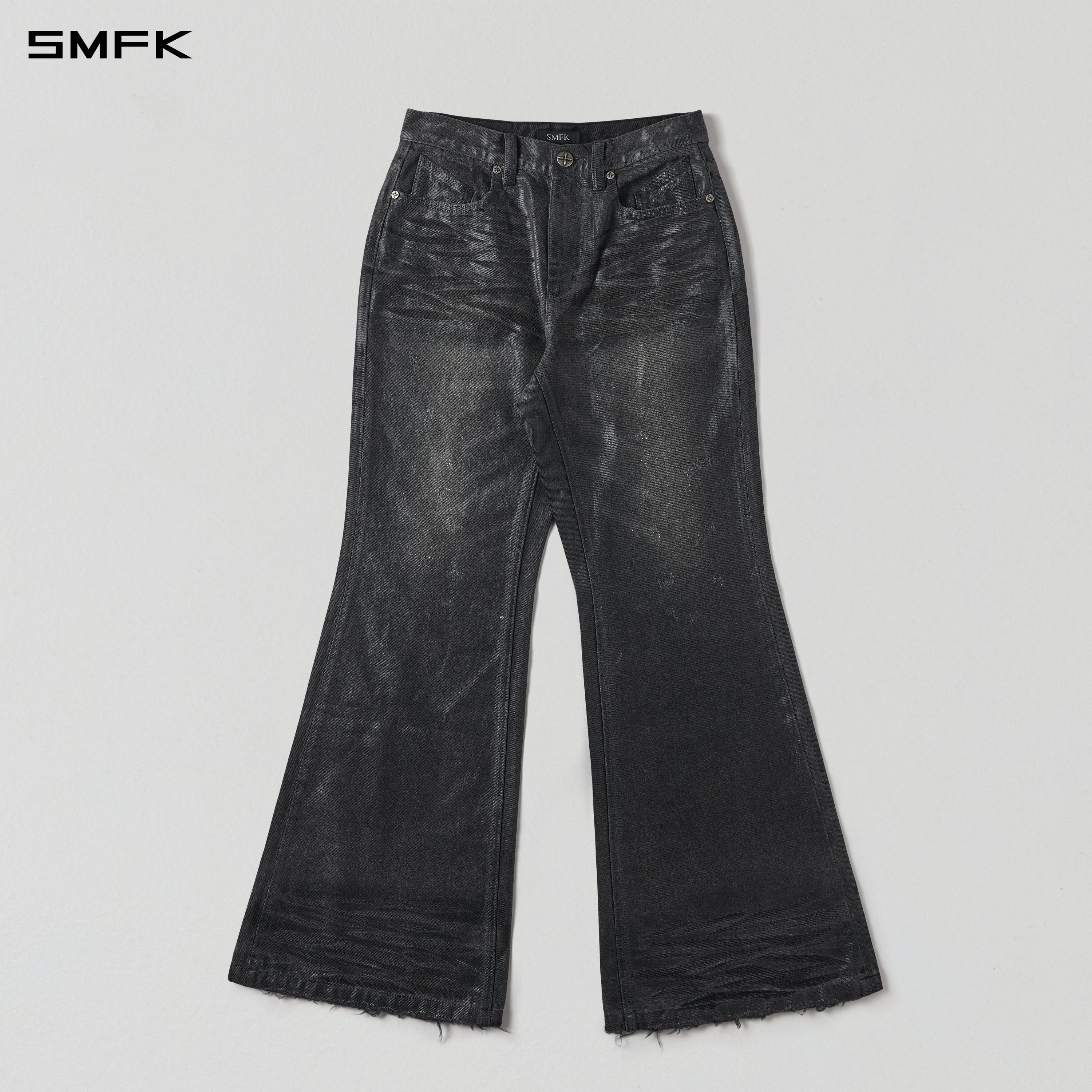 WILD HURRICANE HANDCRAFT DENIM PANTS/DENIM COTTON/W INK BLACK