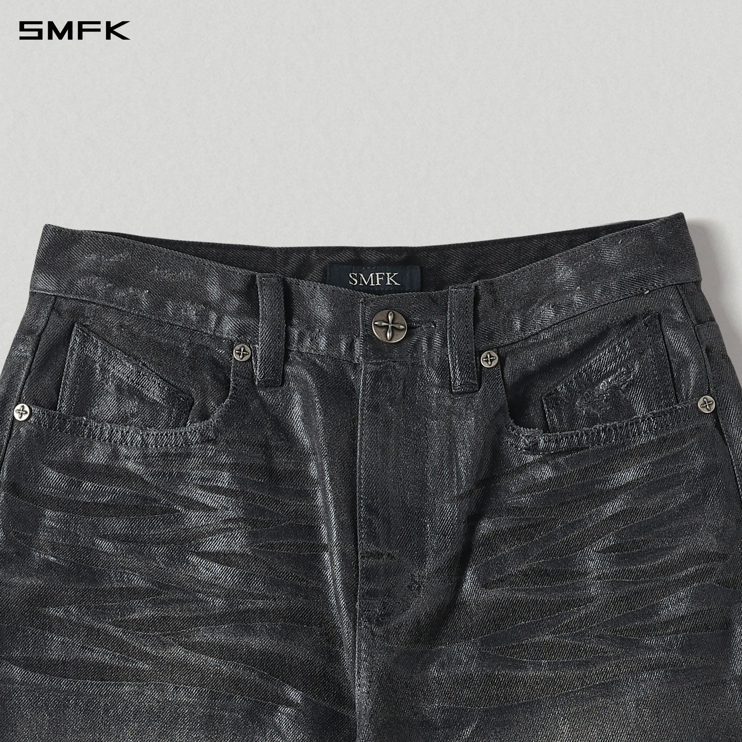 WILD HURRICANE HANDCRAFT DENIM PANTS/DENIM COTTON/W INK BLACK