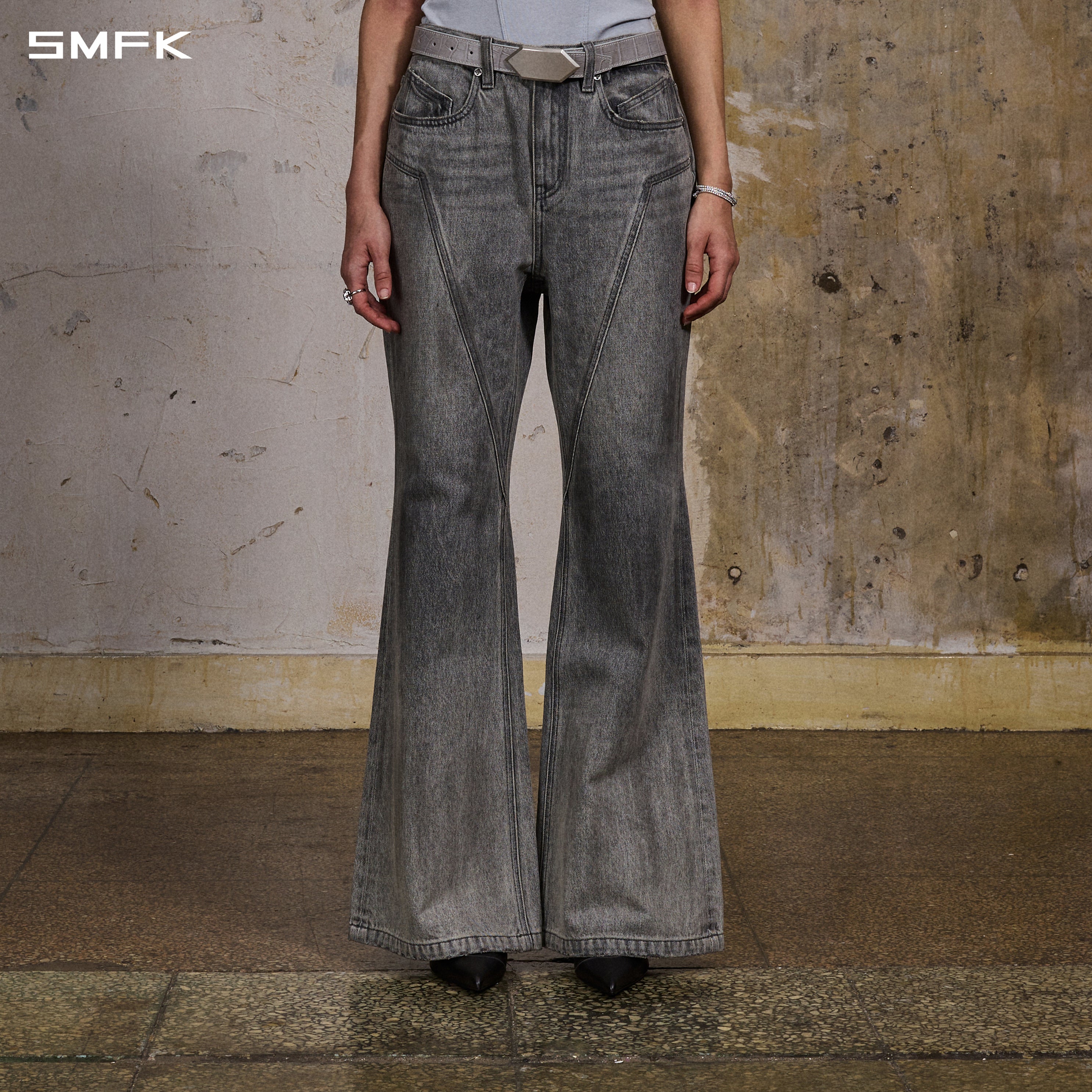 WILD HURRICANE HANDCRAFT DENIM PANTS/DENIM COTTON/W MIRAGE GREY