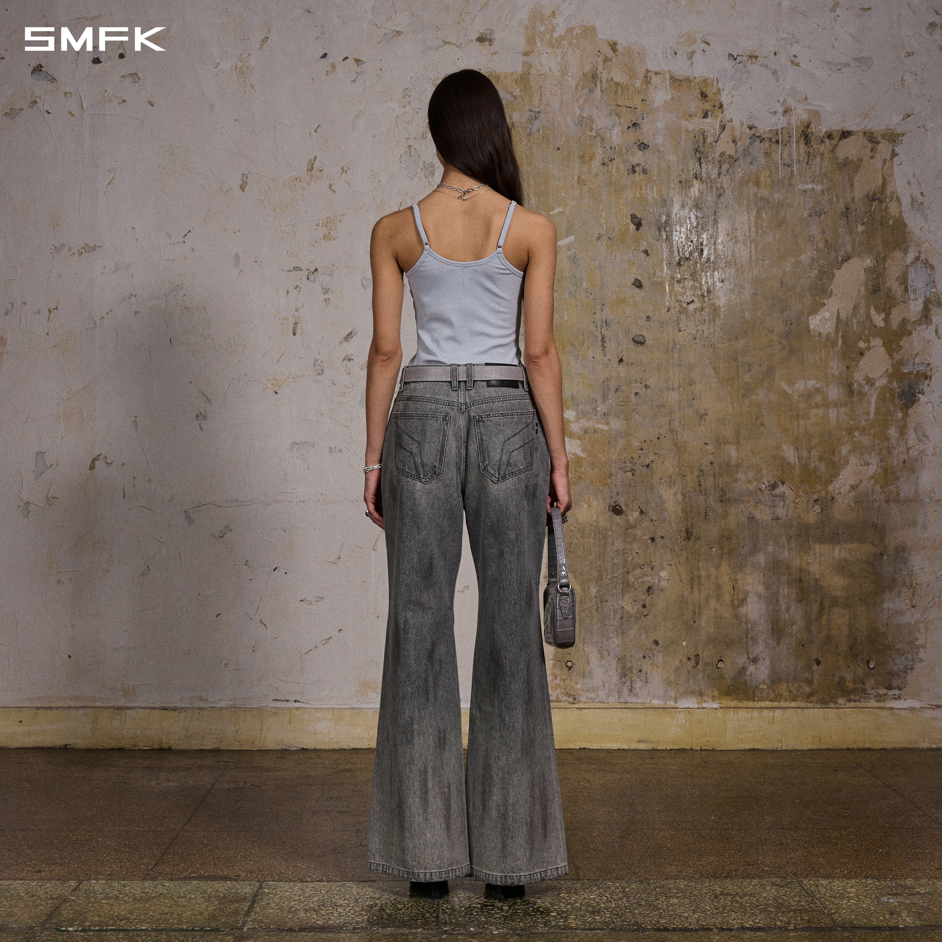 WILD HURRICANE HANDCRAFT DENIM PANTS/DENIM COTTON/W MIRAGE GREY