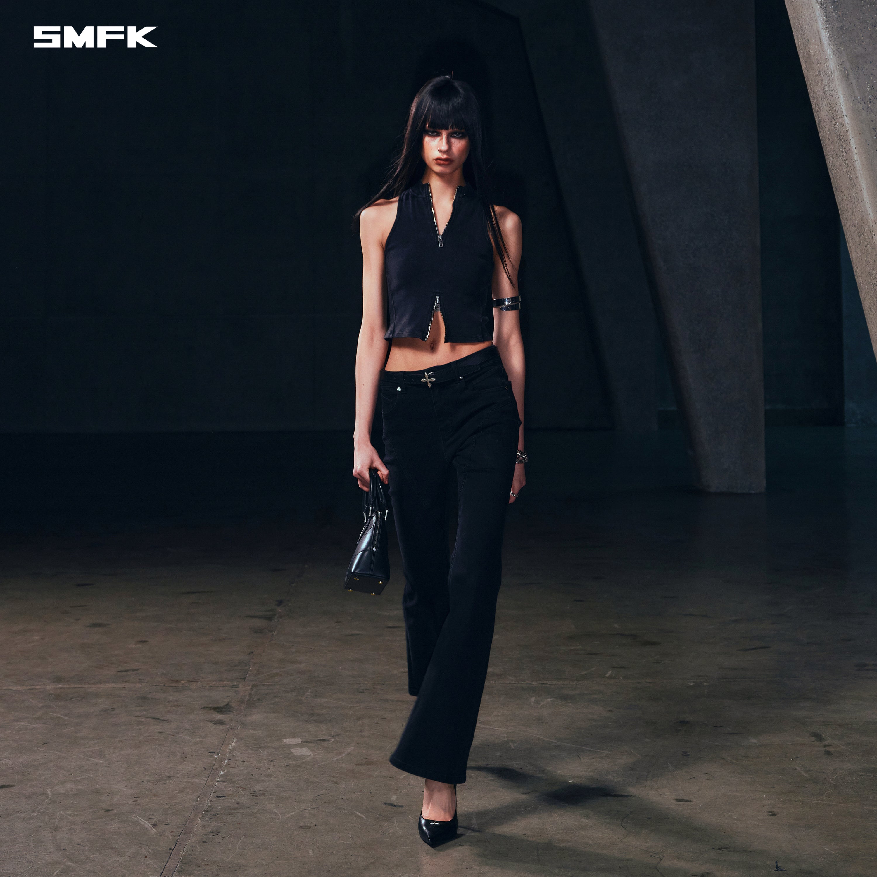 WILD HURRICANE FLARED DENIM PANTS/E-COTTON WILD BLACK