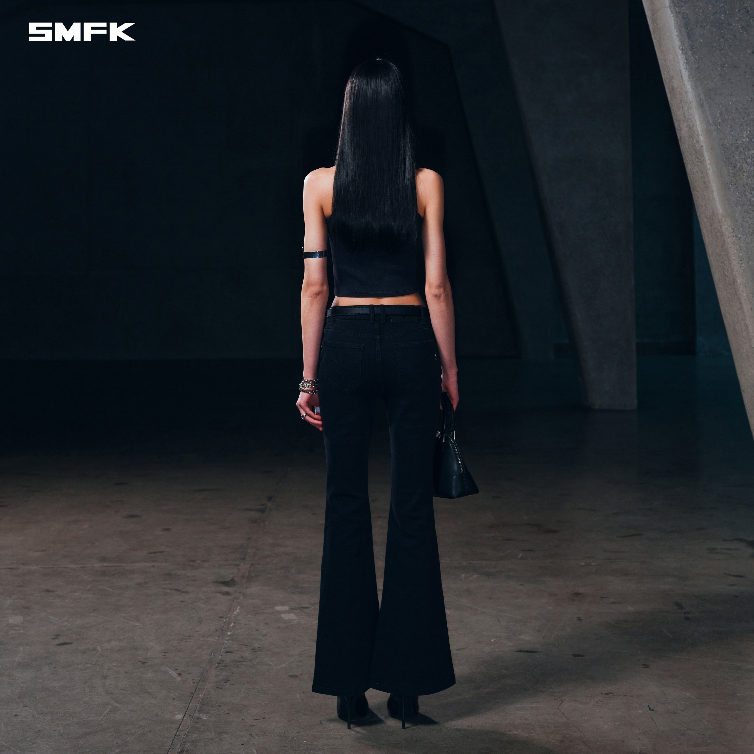 WILD HURRICANE FLARED DENIM PANTS/E-COTTON WILD BLACK