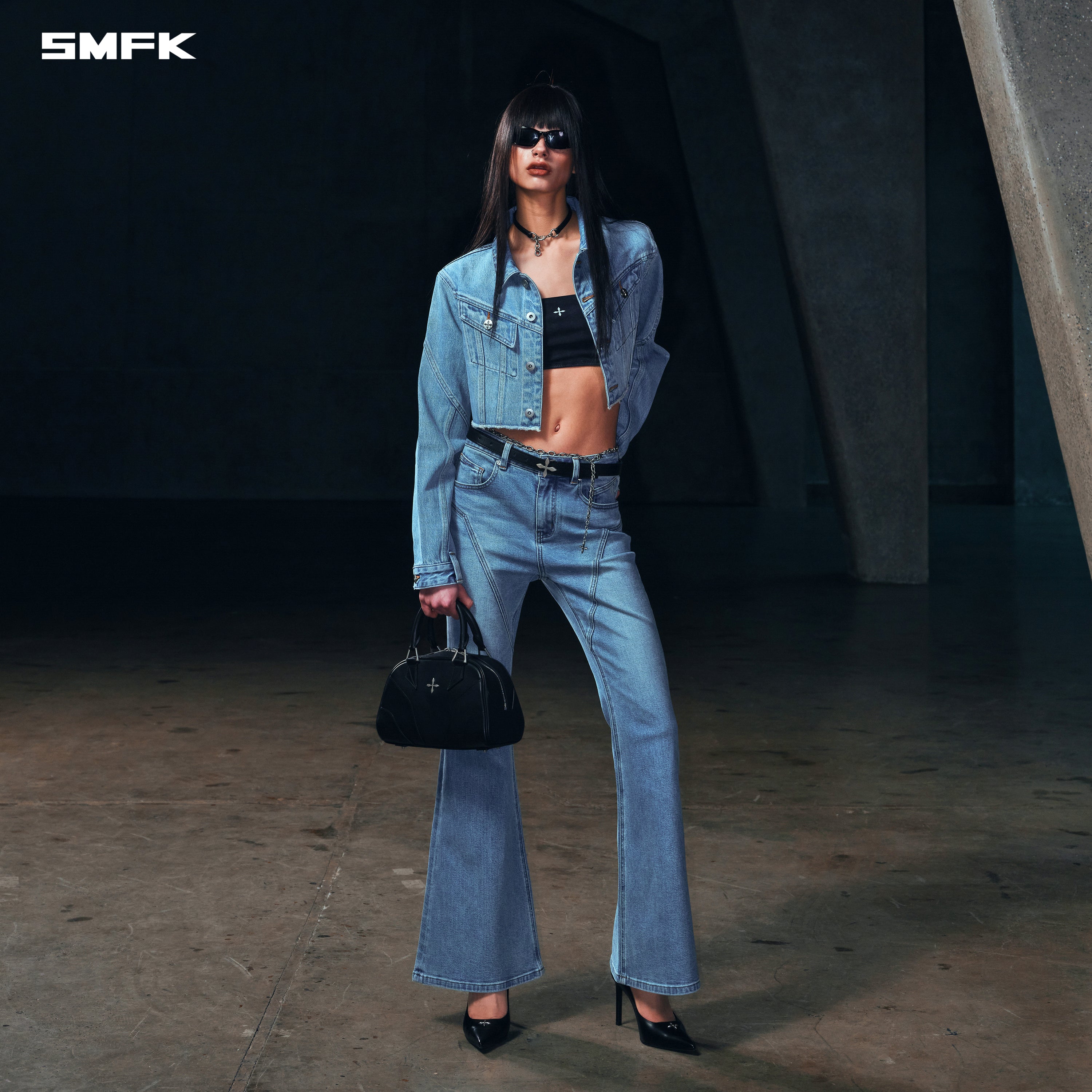 WILD HURRICANE FLARED DENIM PANTS/E-COTTON WILD BLUE