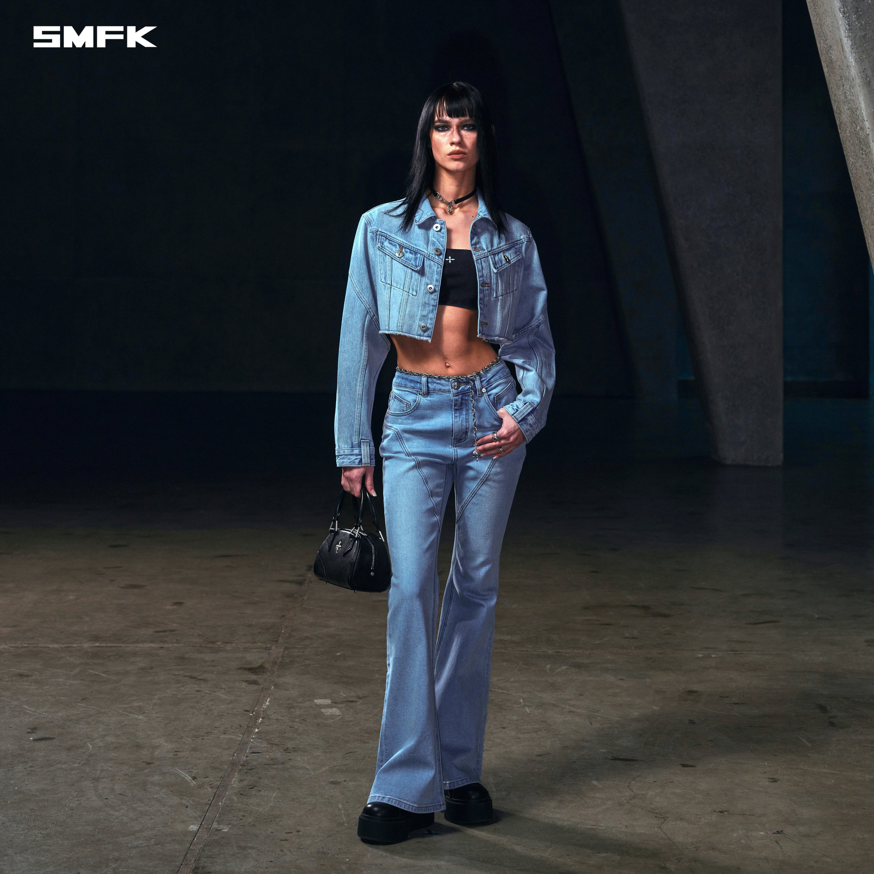 WILD HURRICANE FLARED DENIM PANTS/E-COTTON WILD SKY BLUE