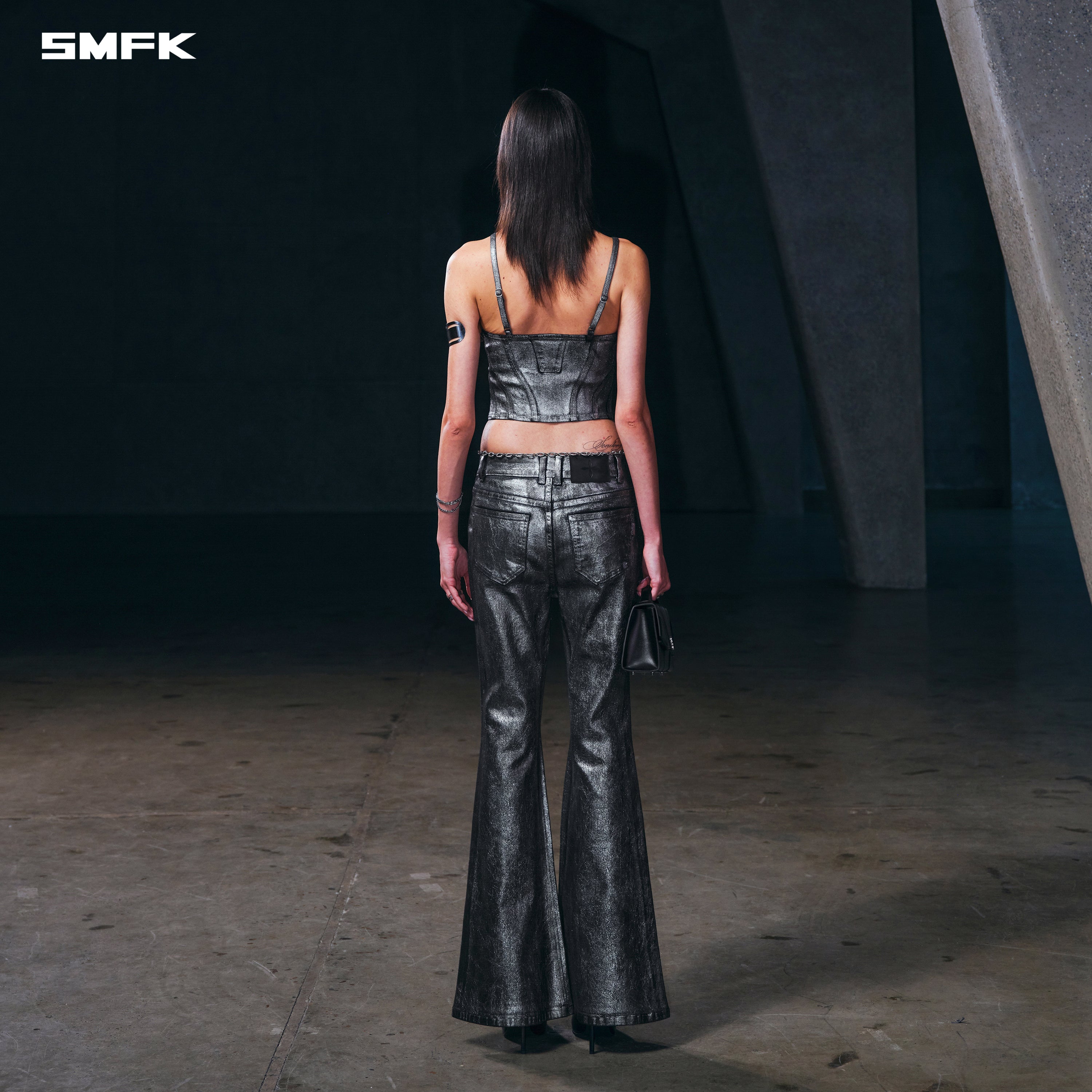 WILD HURRICANE FLARED DENIM PANTS/E-COTTON SILVER NEBULA