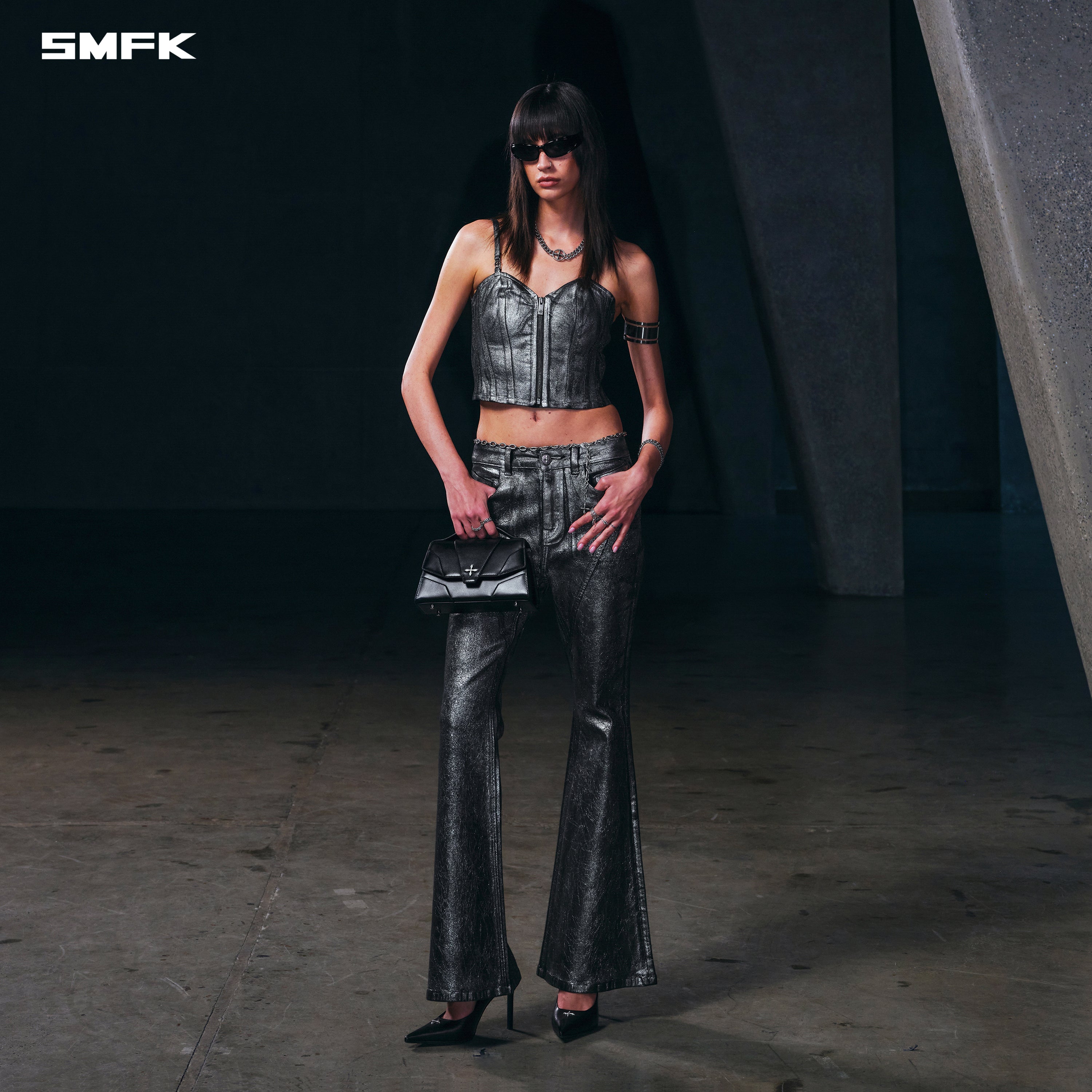 WILD HURRICANE FLARED DENIM PANTS/E-COTTON SILVER NEBULA