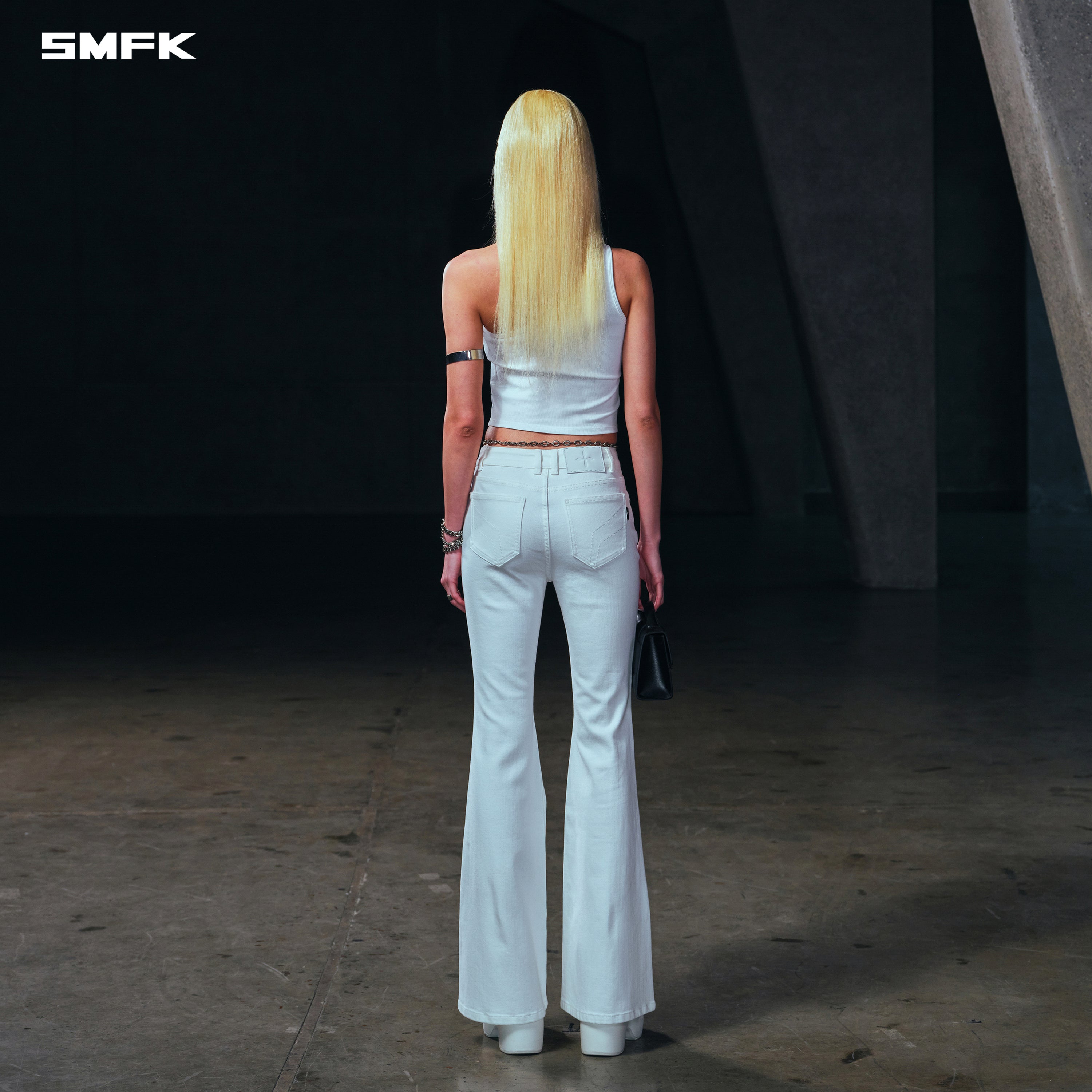 WILD HURRICANE FLARED DENIM PANTS/E-COTTON CLOUD WHITE