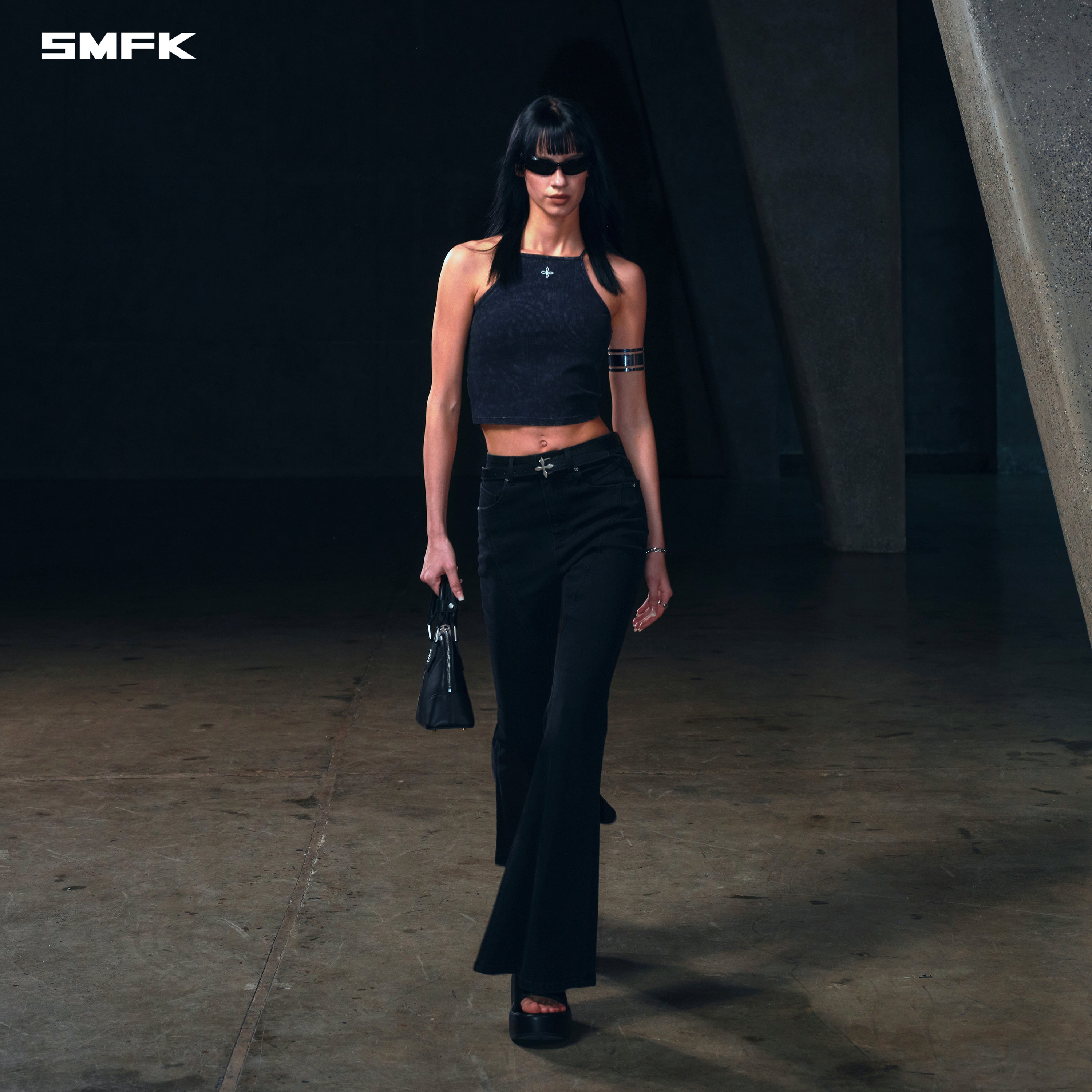 WILD MIRAGE FISHTAIL DENIM PANTS /COTTON WILD BLACK