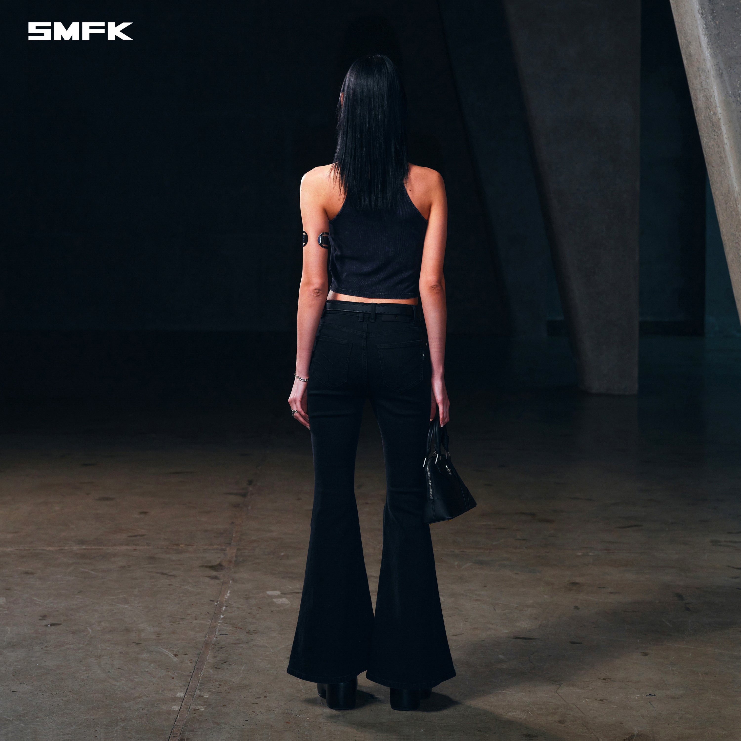 WILD MIRAGE FISHTAIL DENIM PANTS /COTTON WILD BLACK