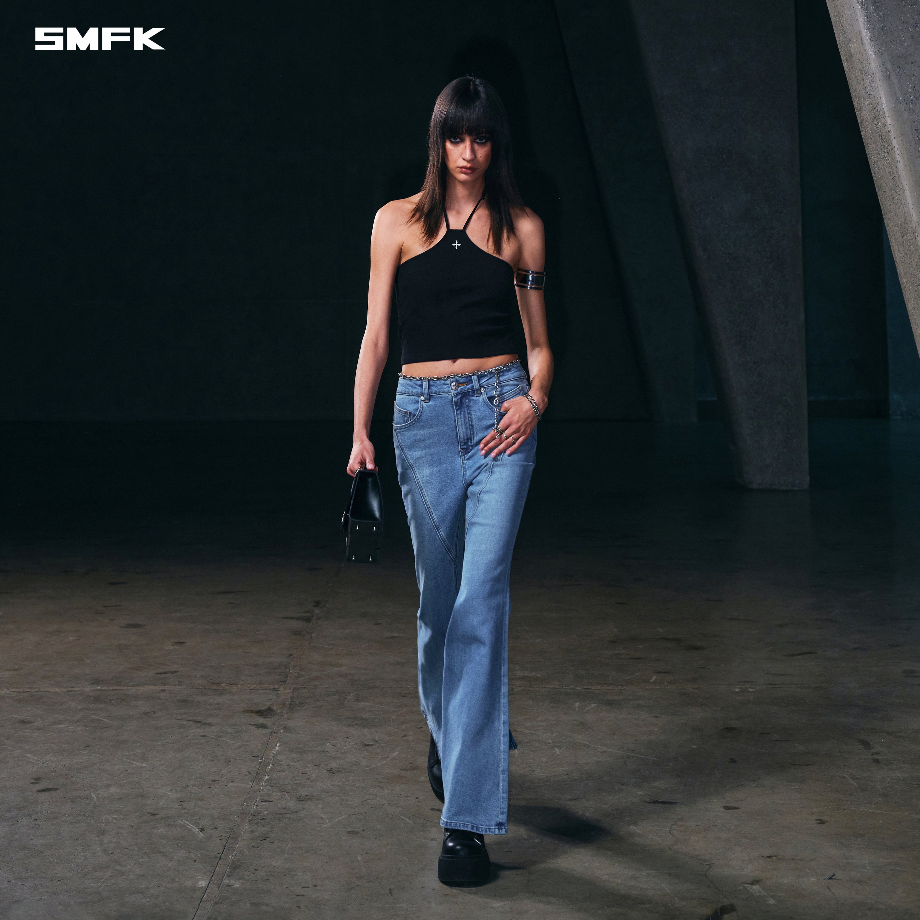 WILD MIRAGE FISHTAIL DENIM PANTS/COTTON WILD BLUE