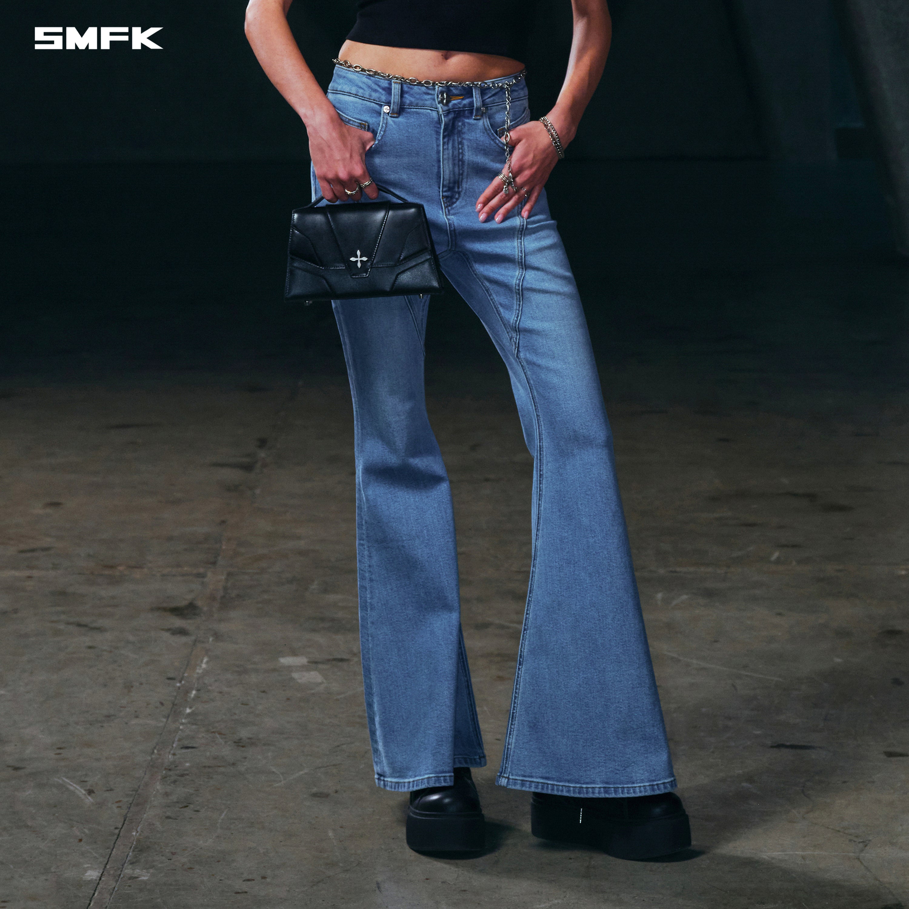 WILD MIRAGE FISHTAIL DENIM PANTS/COTTON WILD BLUE