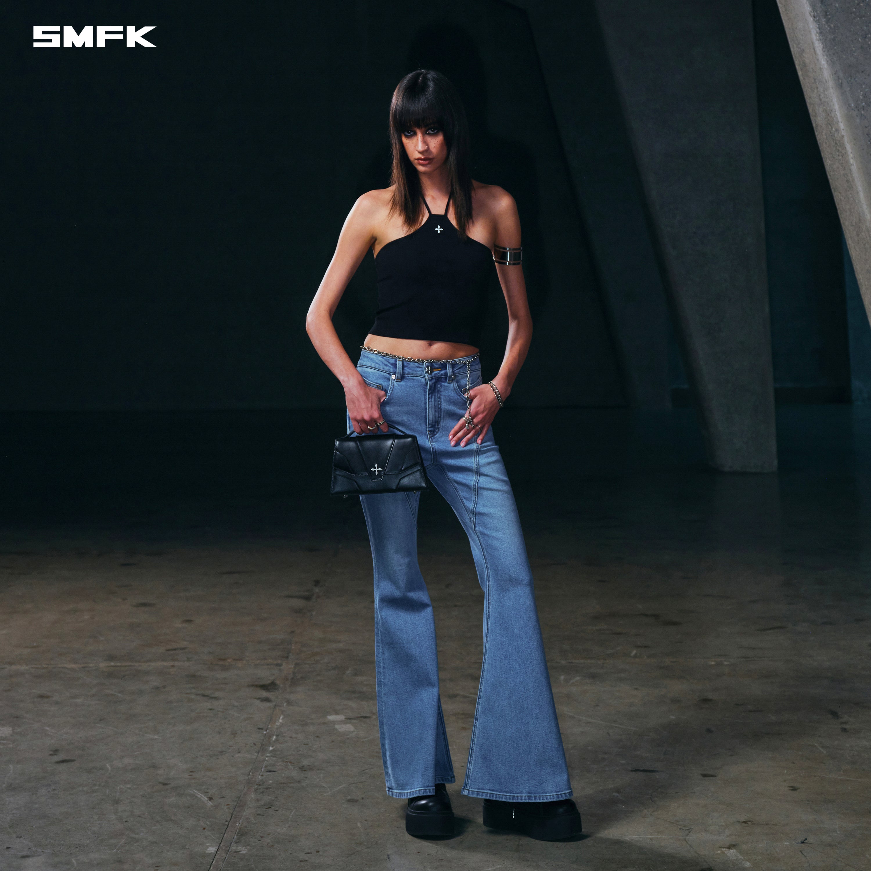 WILD MIRAGE FISHTAIL DENIM PANTS/COTTON WILD BLUE