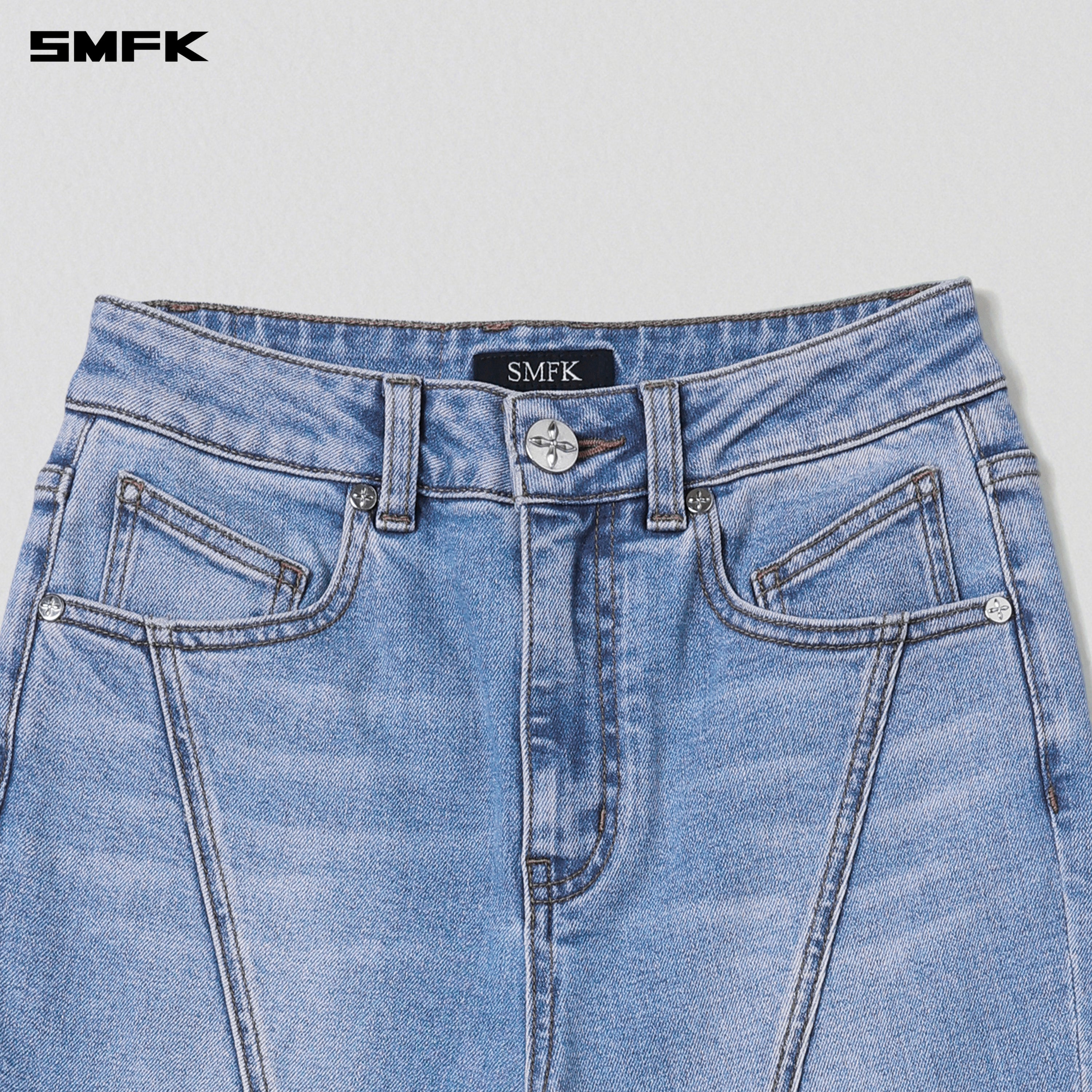 WILD MIRAGE FISHTAIL DENIM PANTS/COTTON WILD BLUE