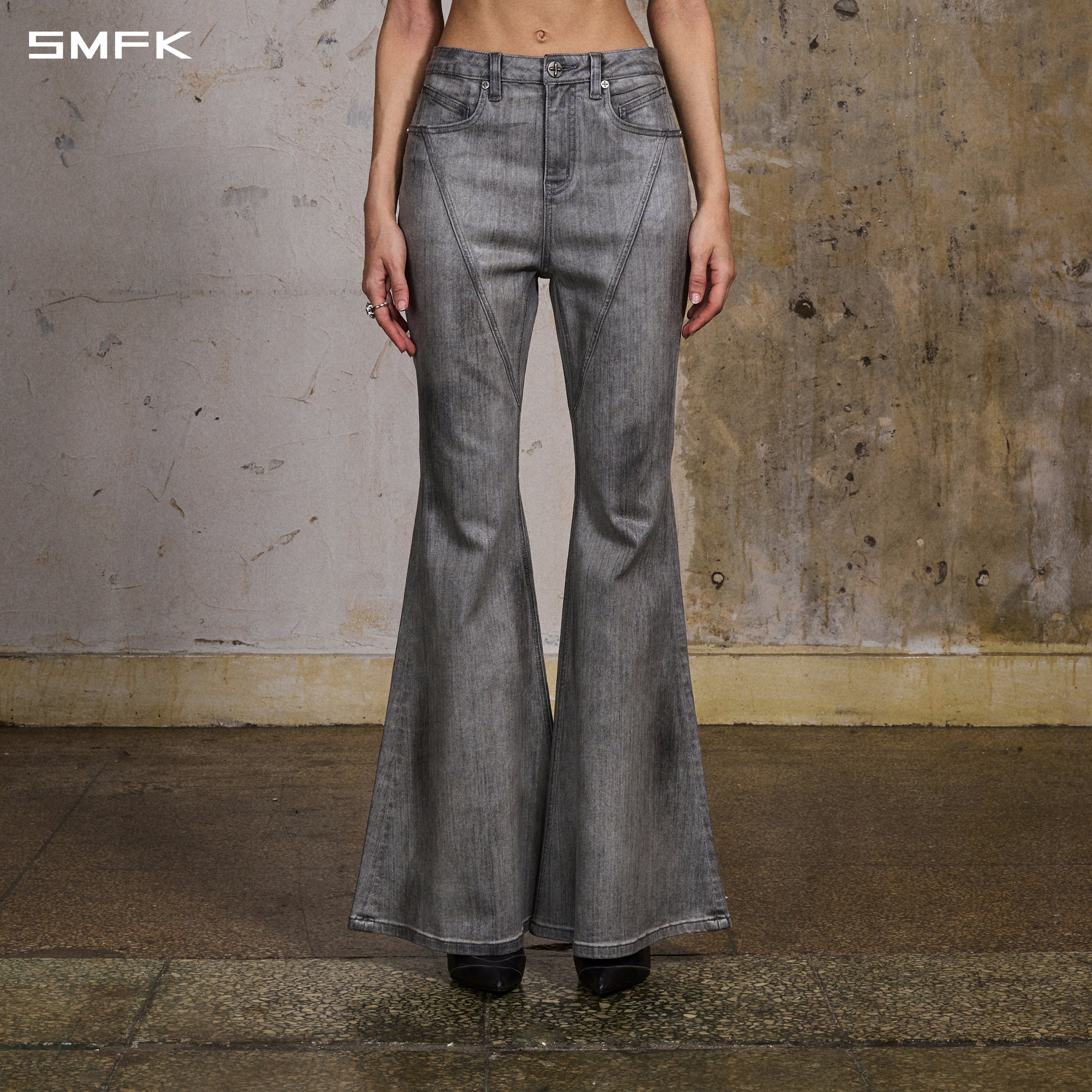 WILD MIRAGE FISHTAIL DENIM PANTS /COTTON TWILIGHT GREY