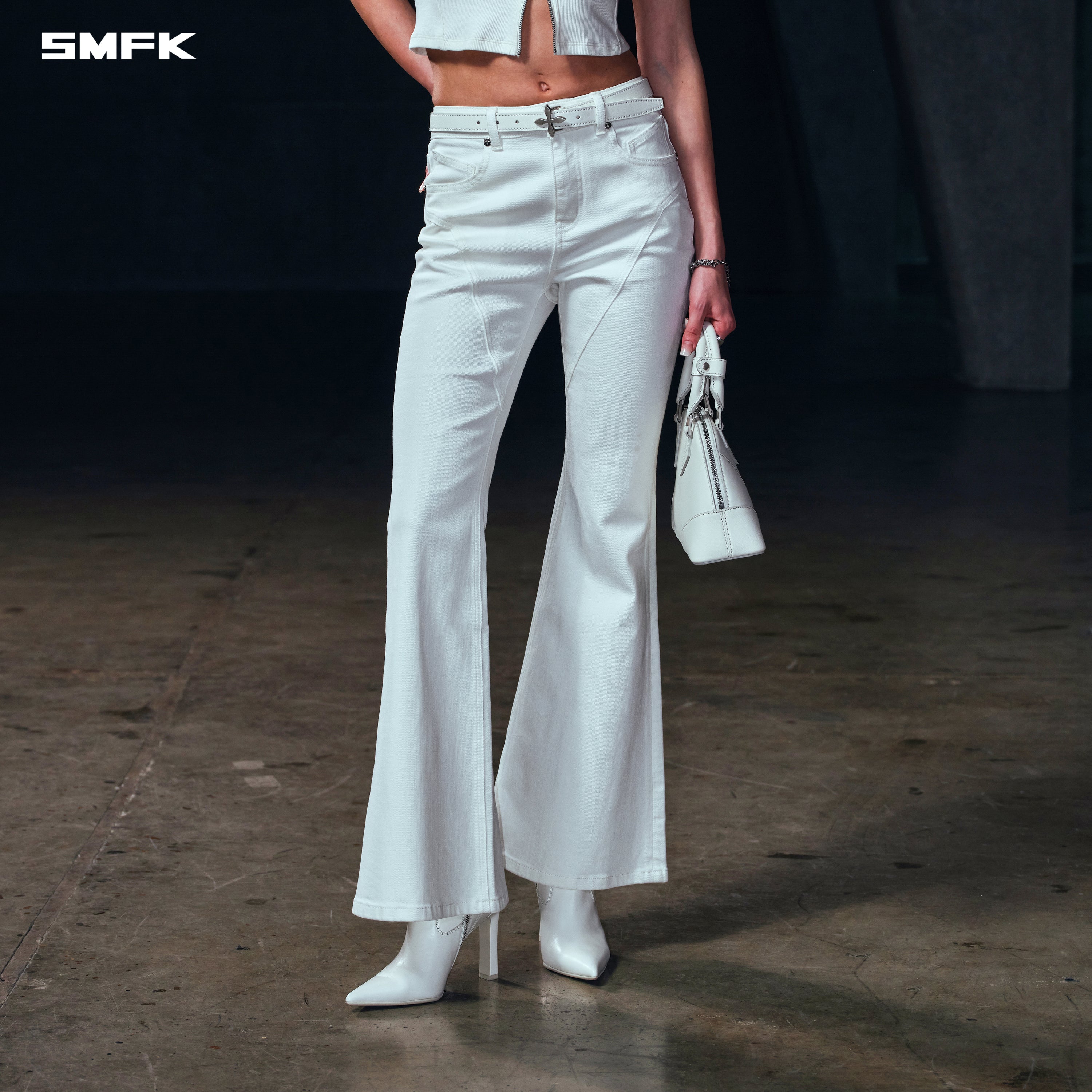 WILD MIRAGE FISHTAIL DENIM PANTS /COTTON CLOUD WHITE