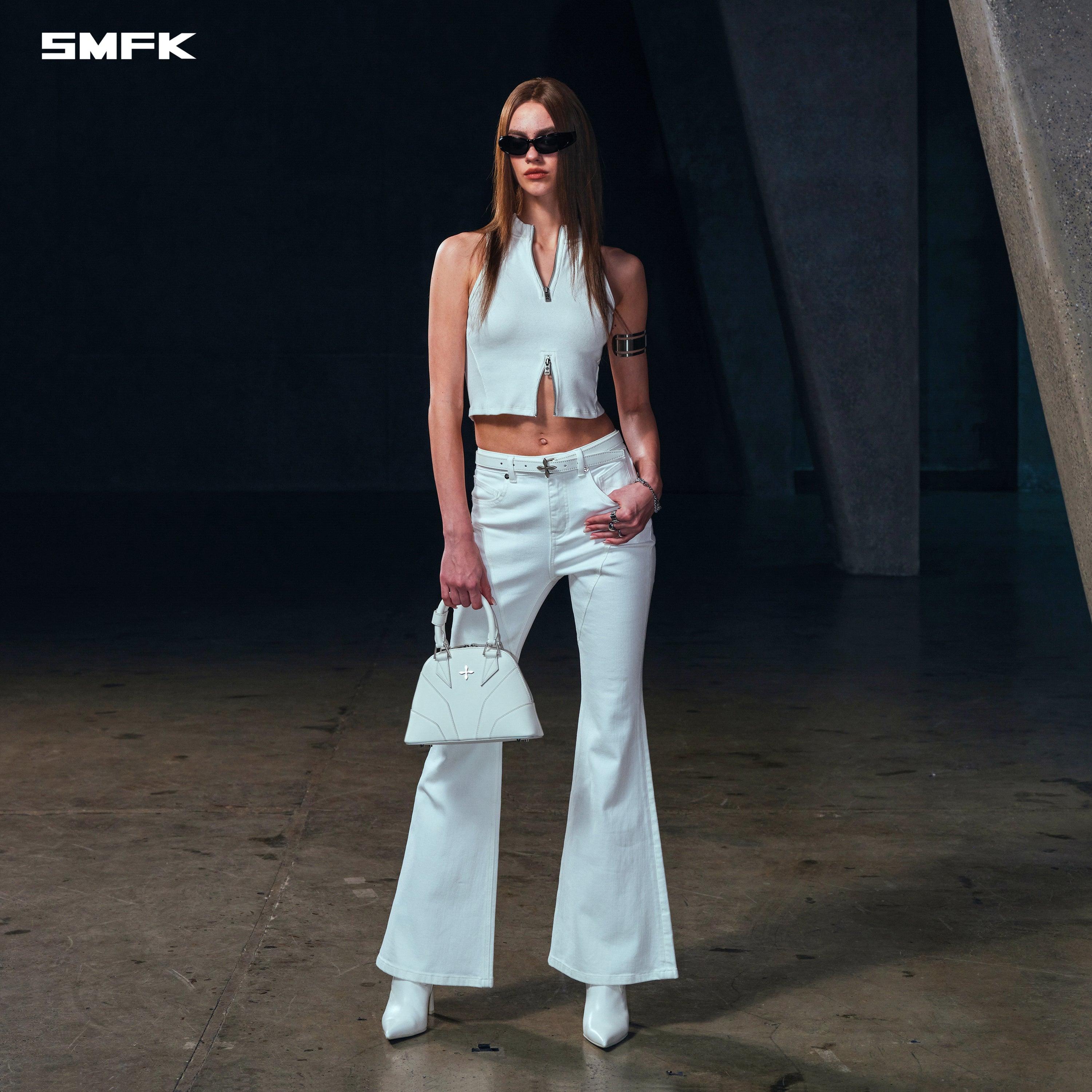 WILD MIRAGE FISHTAIL DENIM PANTS /COTTON CLOUD WHITE