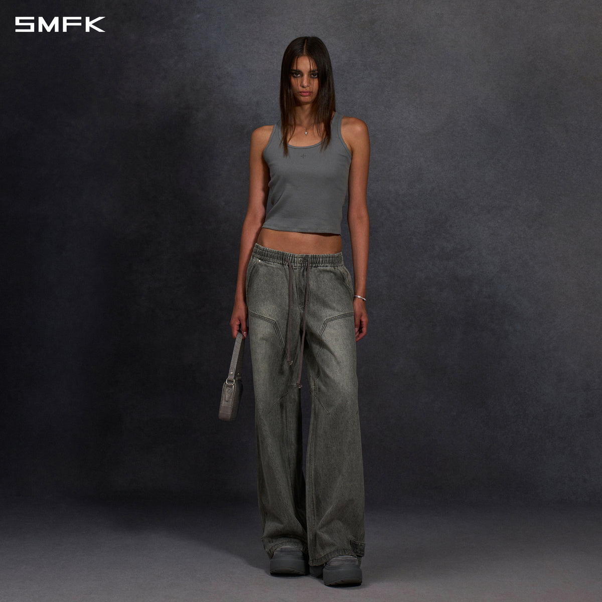 WILD MIRAGE HANDCRAFT DENIM SPORTS PANTS/DENIM ANTIQUE TREATMENT/W MIRAGE GREY