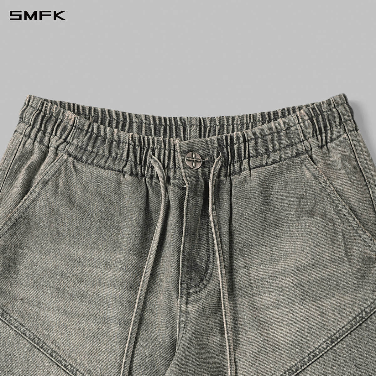 WILD MIRAGE HANDCRAFT DENIM SPORTS PANTS/DENIM ANTIQUE TREATMENT/W MIRAGE GREY