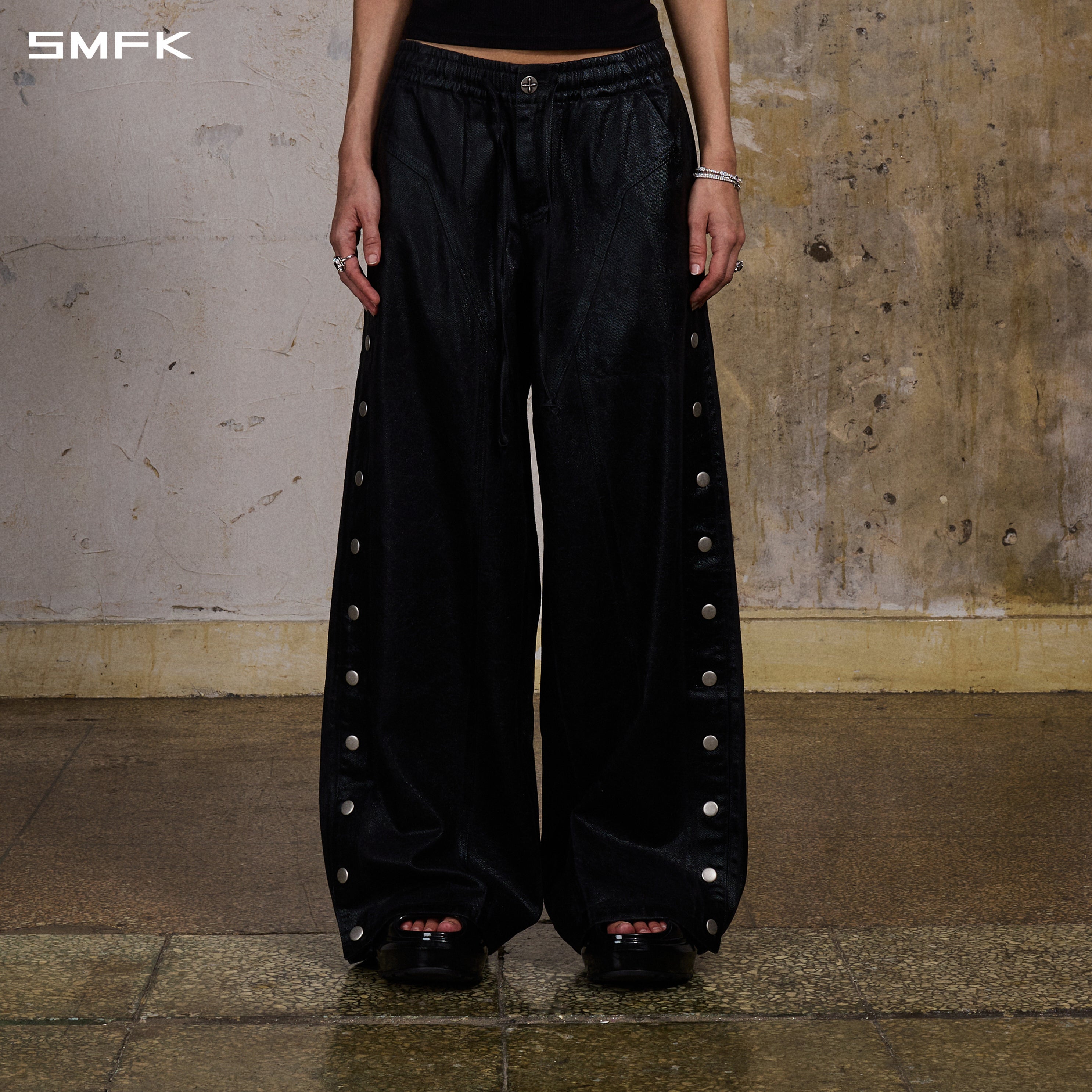 WILD MIRAGE DENIM BASKETBALL PANTS/DENIM COTTON+WAX/W INK BLACK