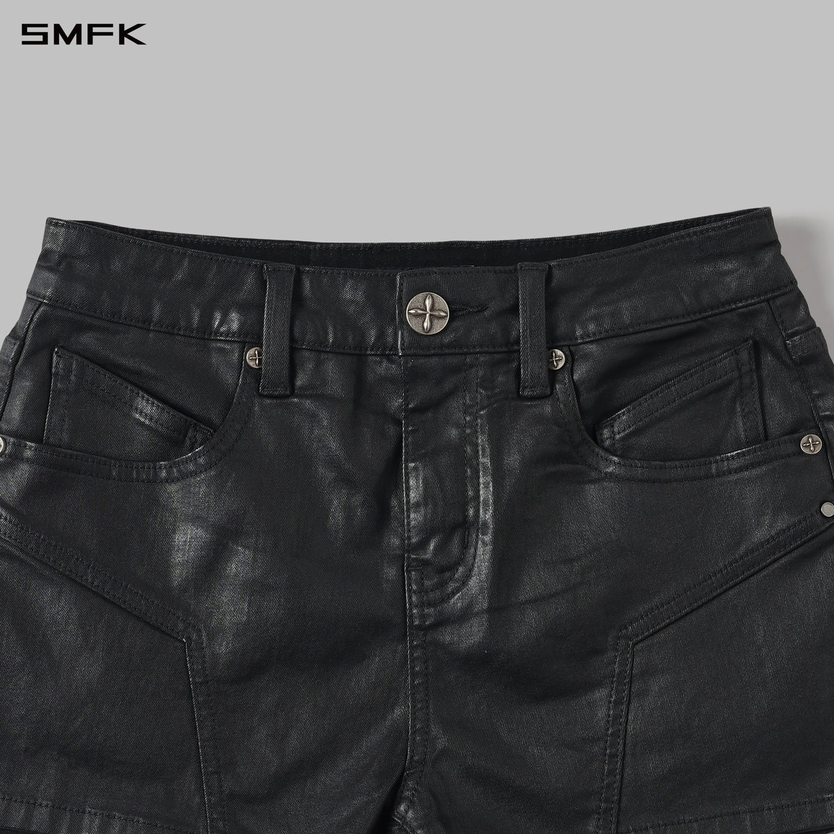 WILD MIRAGE SKINNY DENIM SHORTS/E-COTTON+WAX INK BLACK