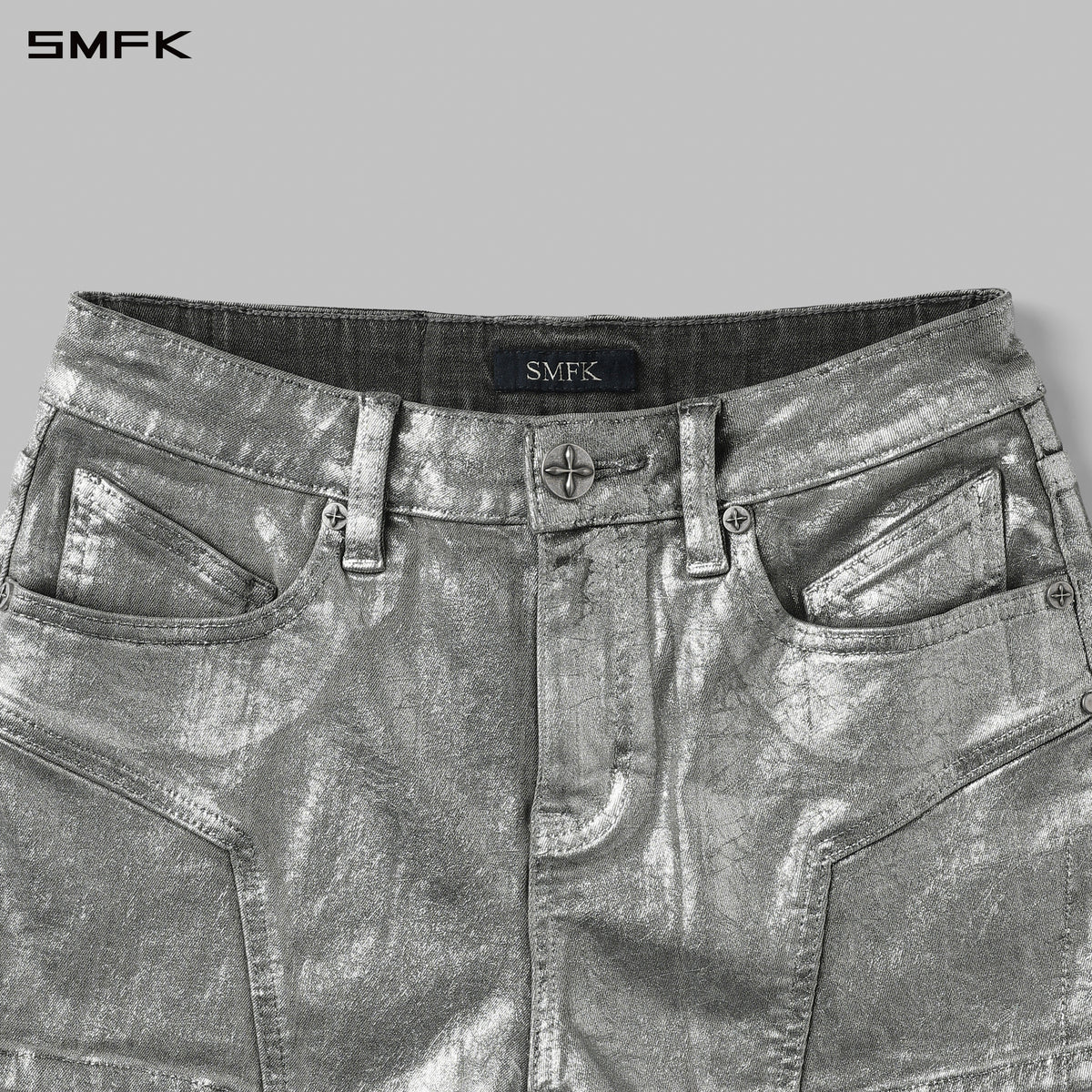 WILD MIRAGE SKINNY DENIM SHORTS/E-COTTON+WAX GALAXY SILVER