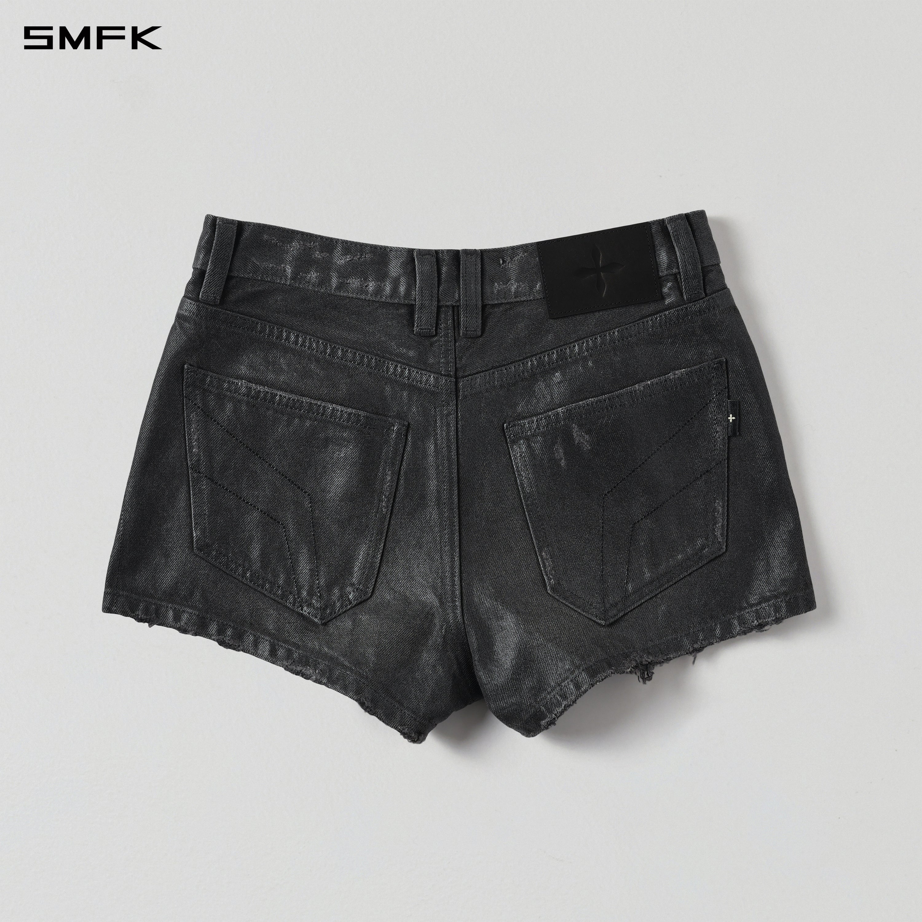 WILD MIRAGE DENIM SHORTS-LOW/DENIM COTTON/W INK BLACK
