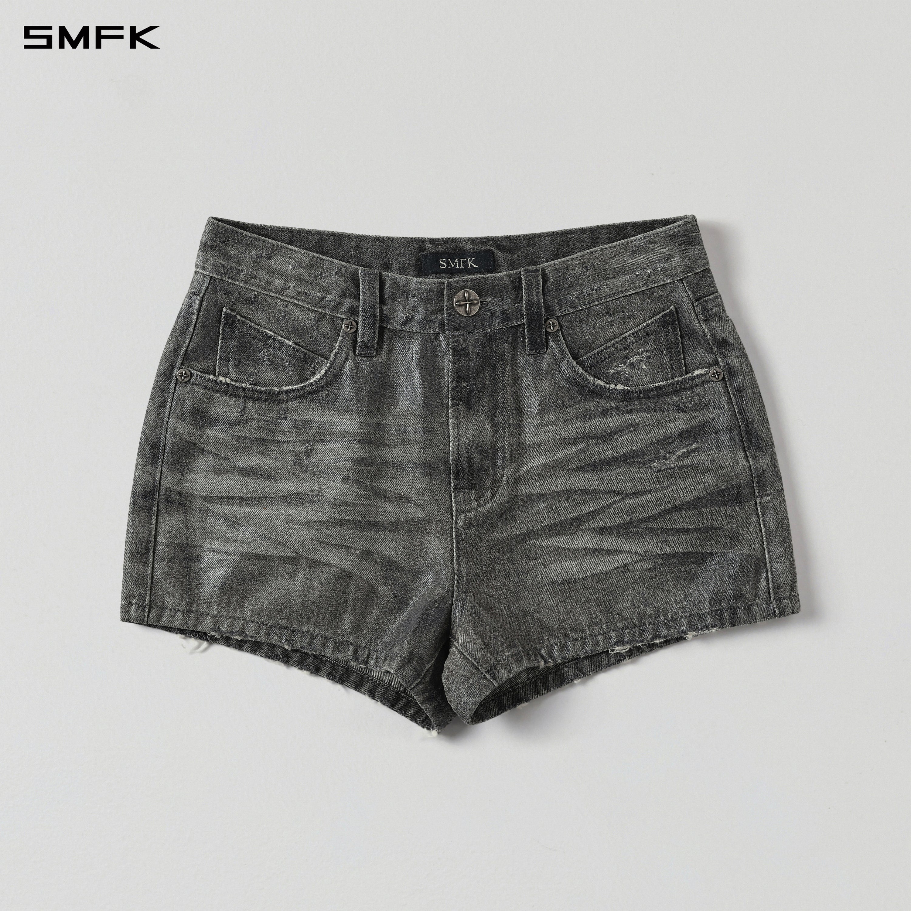 WILD MIRAGE DENIM SHORTS-LOW/DENIM COTTON/W MIST GREY