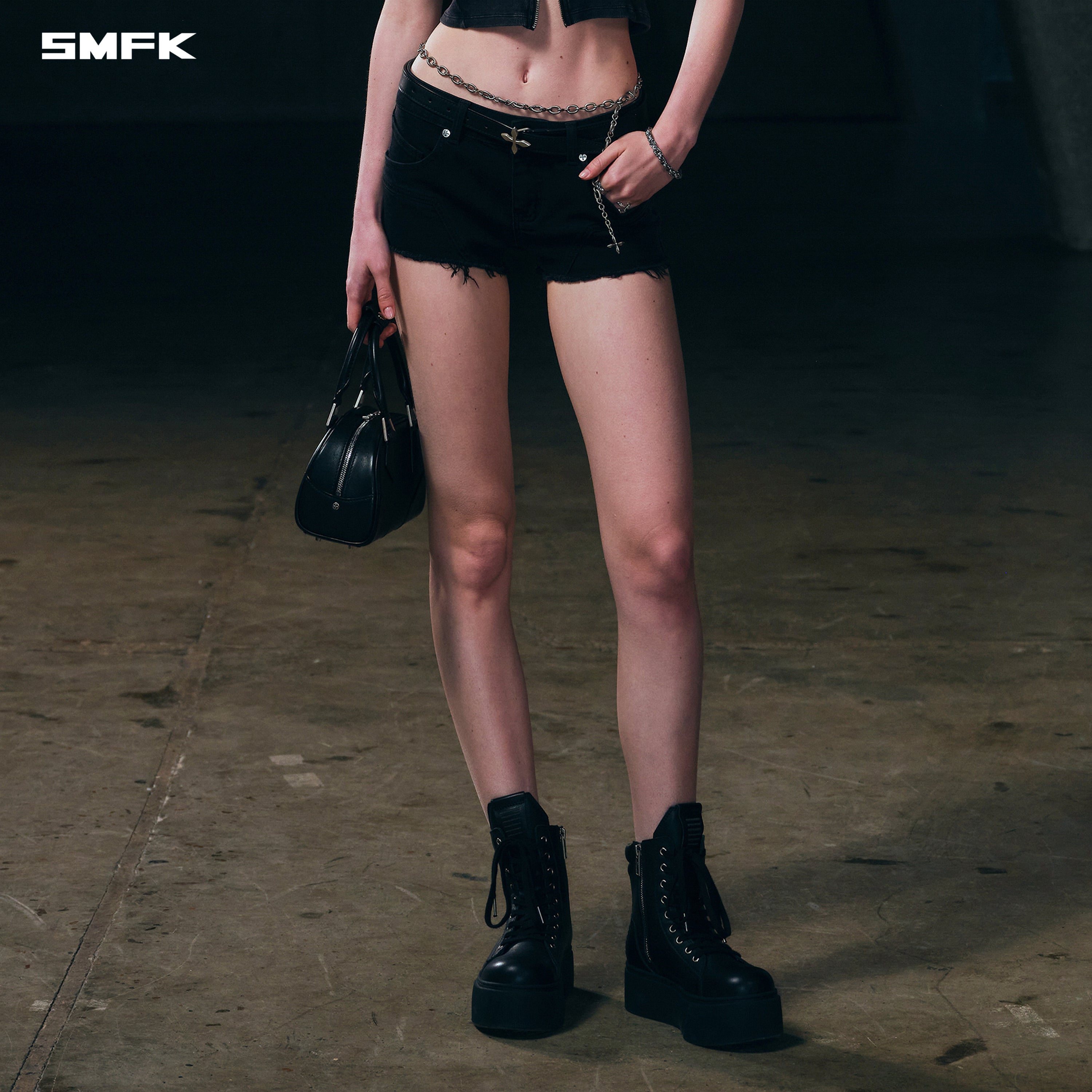 WILD MIRAGE LOW-WASIT DENIM SHORTS/E-COTTON WILD BLACK