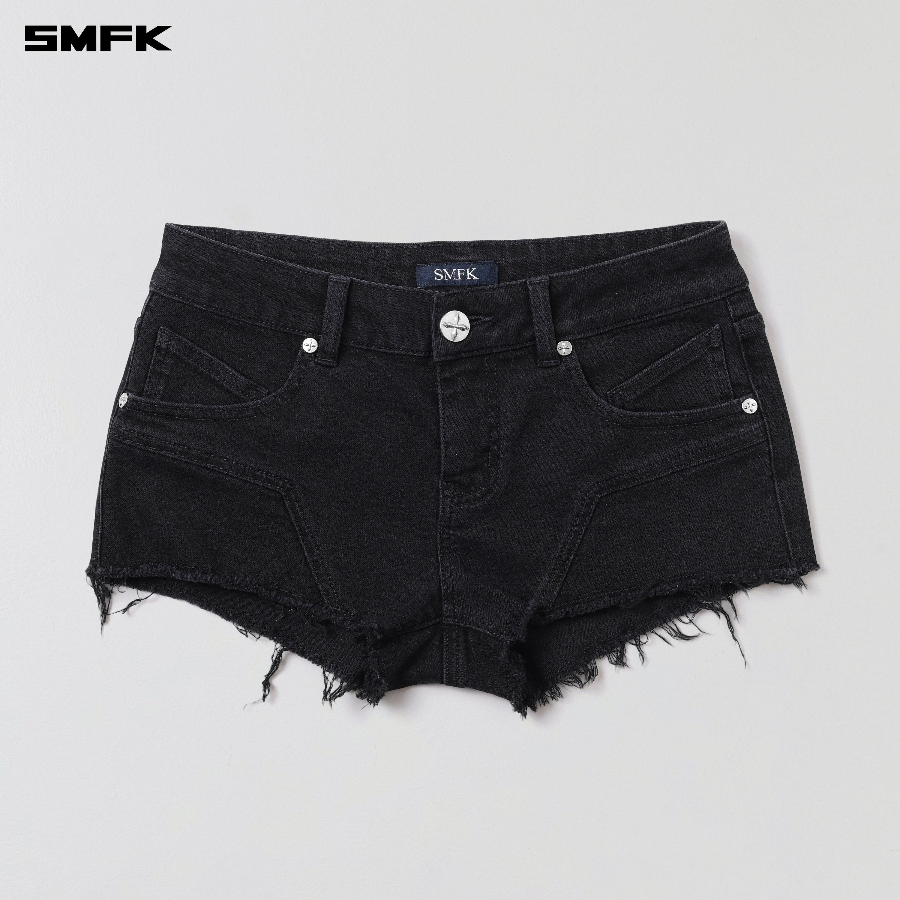WILD MIRAGE LOW-WASIT DENIM SHORTS/E-COTTON WILD BLACK