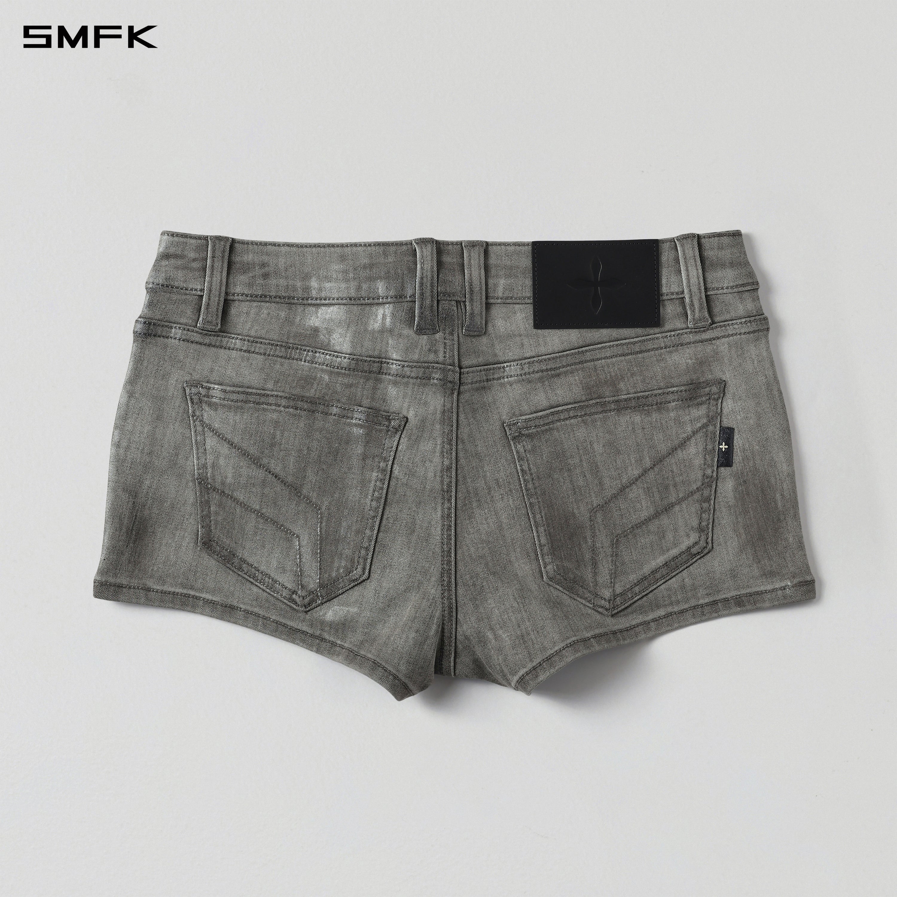 WILD MIRAGE HANDCRAFT SKINNY DENIM SHORTS/E-COTTON+WAX TWILIGHT GREY