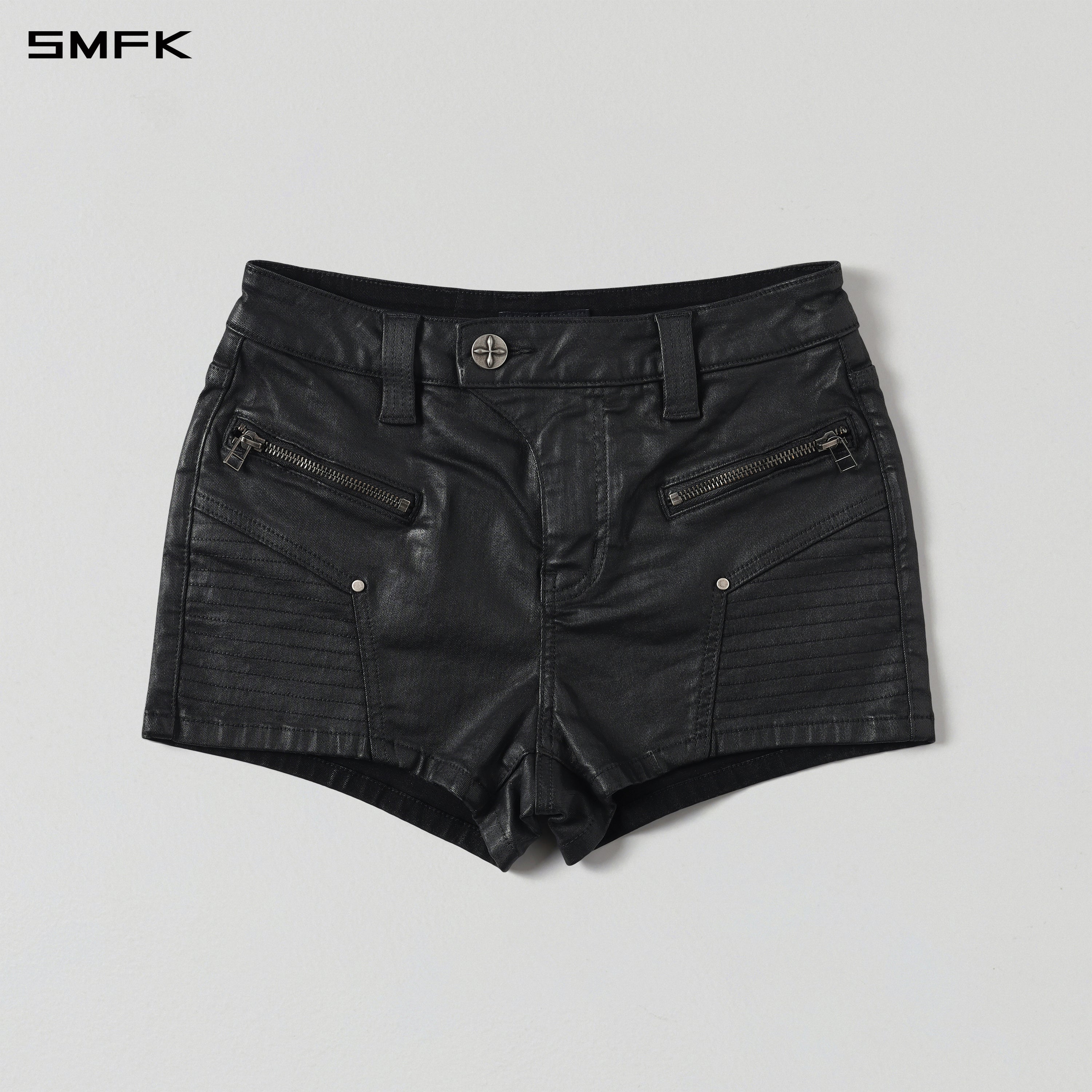 WILD MIRAGE HANDCRAFT WAX SKINNY RIDER SHORTS/E-COTTON+WAX INK BLACK