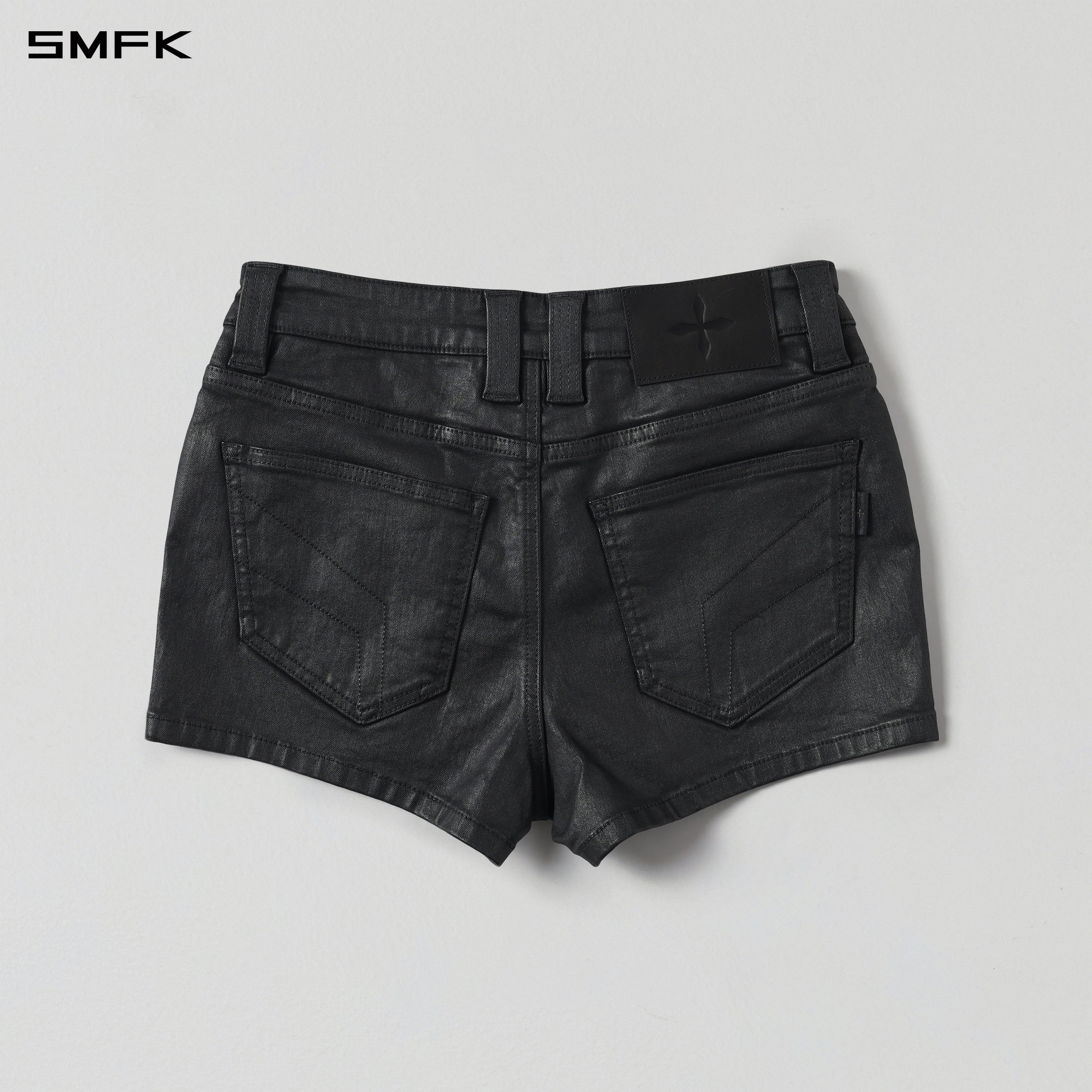 WILD MIRAGE HANDCRAFT WAX SKINNY RIDER SHORTS/E-COTTON+WAX INK BLACK