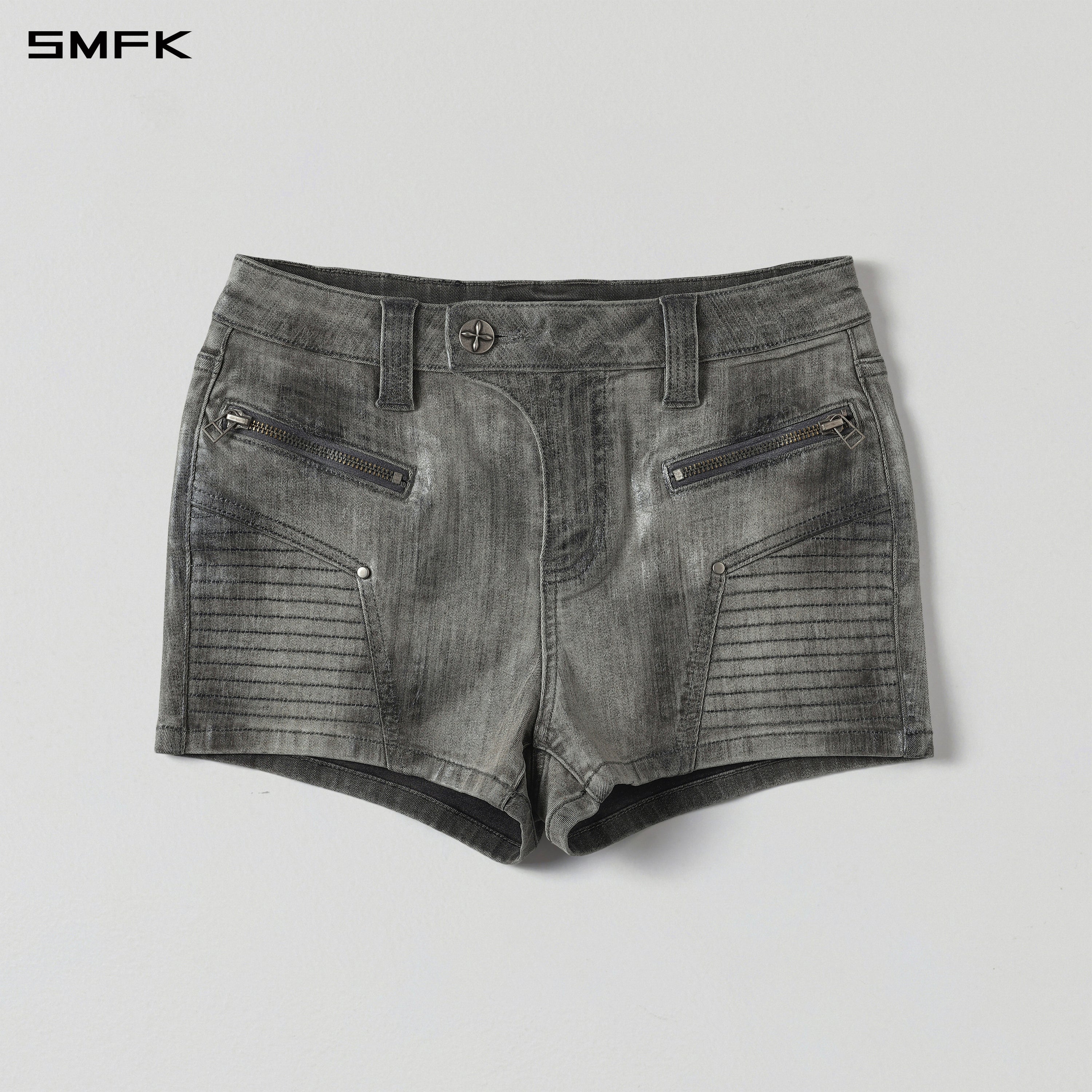 WILD MIRAGE HANDCRAFT WAX SKINNY RIDER SHORTS/E-COTTON+WAX TWILIGHT GREY