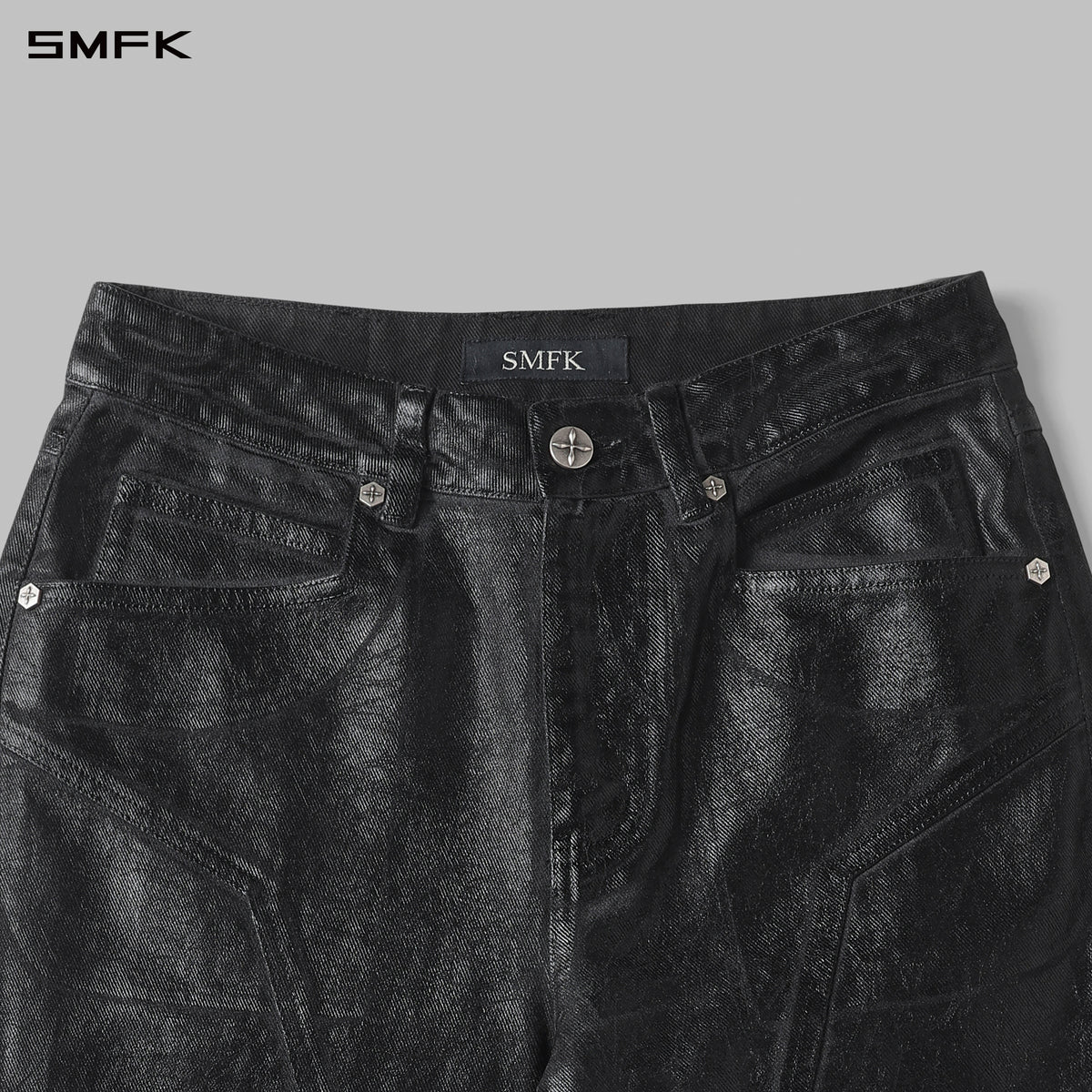 MIRAGE SIREN COLD DYE WAX STRT DENIM PANTS/COLD DYE+CRACK WAX/W INK BLACK