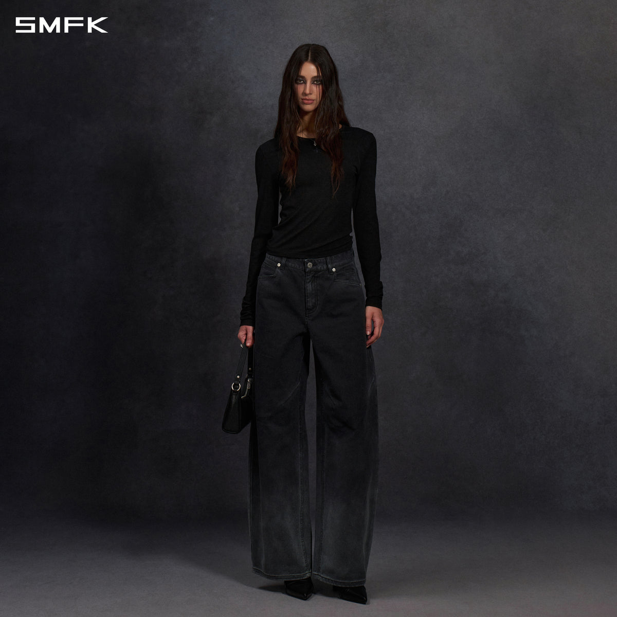 MIRAGE SIREN VINTAGE COCOON DENIM PANTS/GARMENT DEY/W FADE BLACK