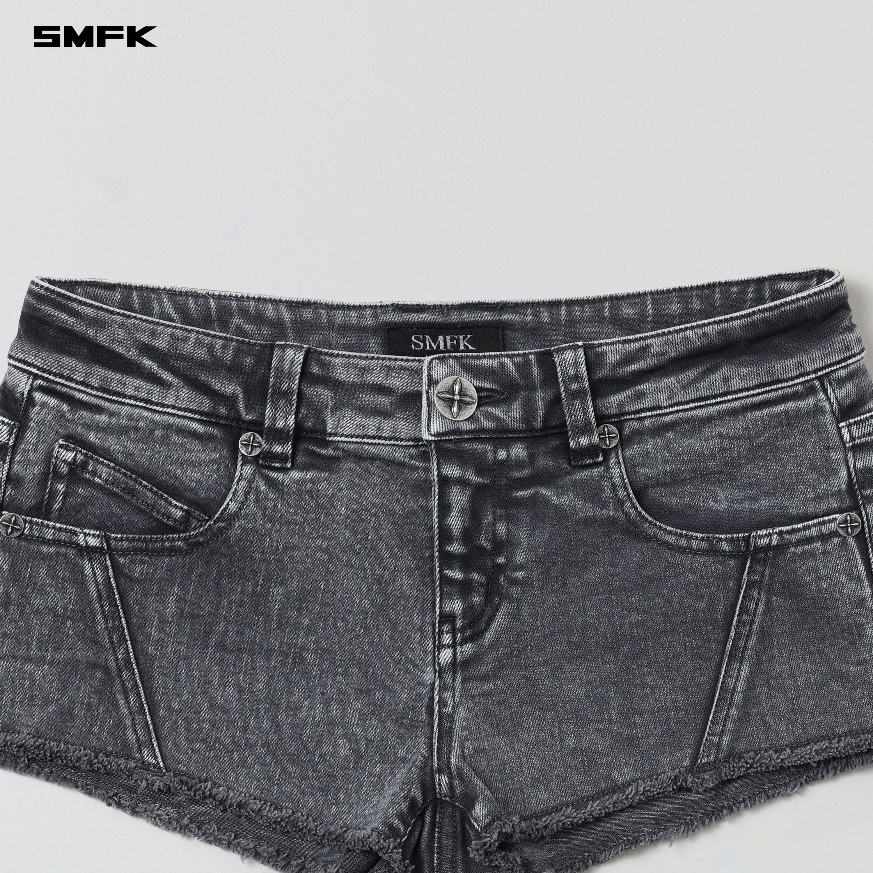 VINTAGE VANISH SKINNY DENIM SHORTS-LOW/GARMENT DYE STORM GREY