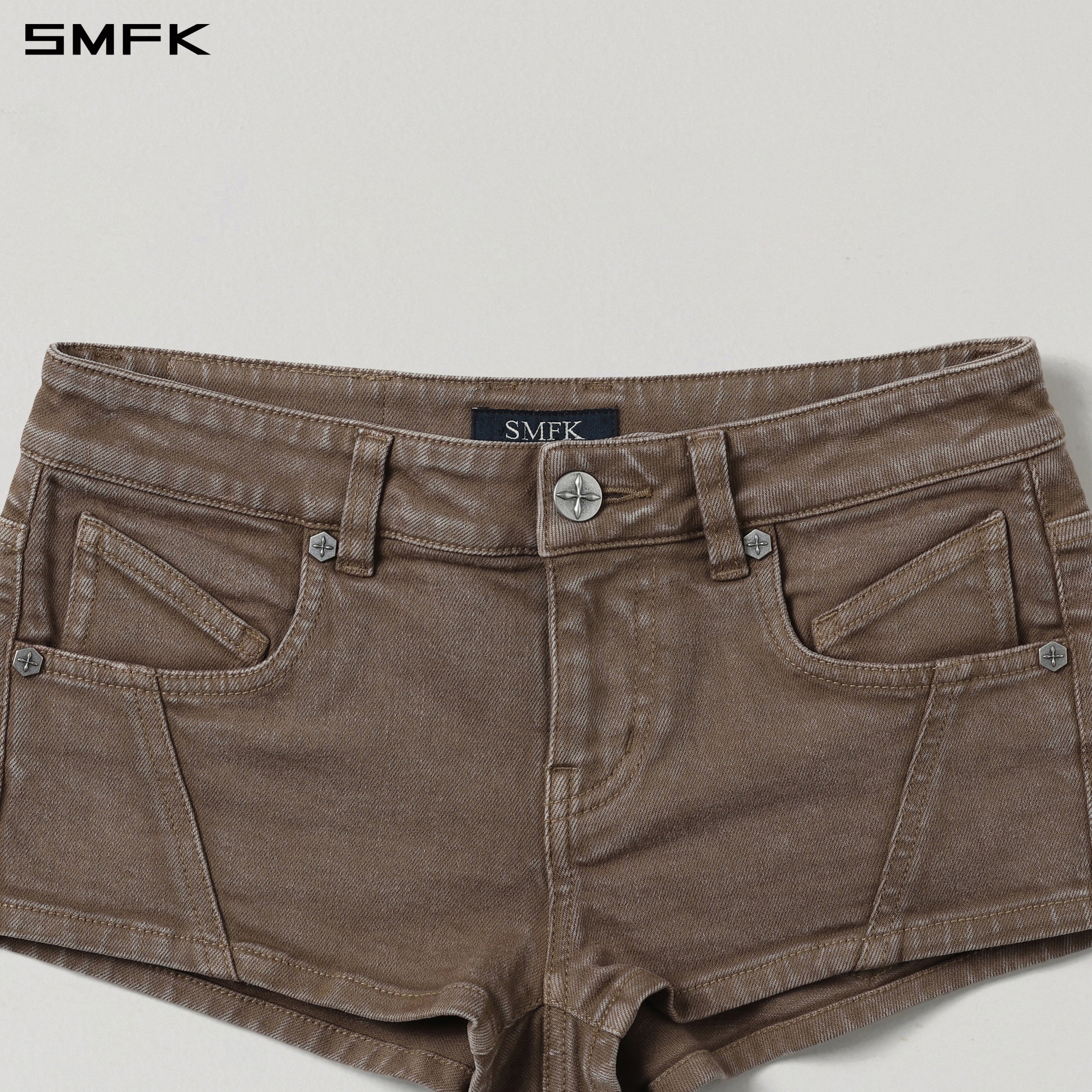 VINTAGE VANISH SKINNY DENIM SHORTS-LOW/GARMENT DYE VANISH BROWN