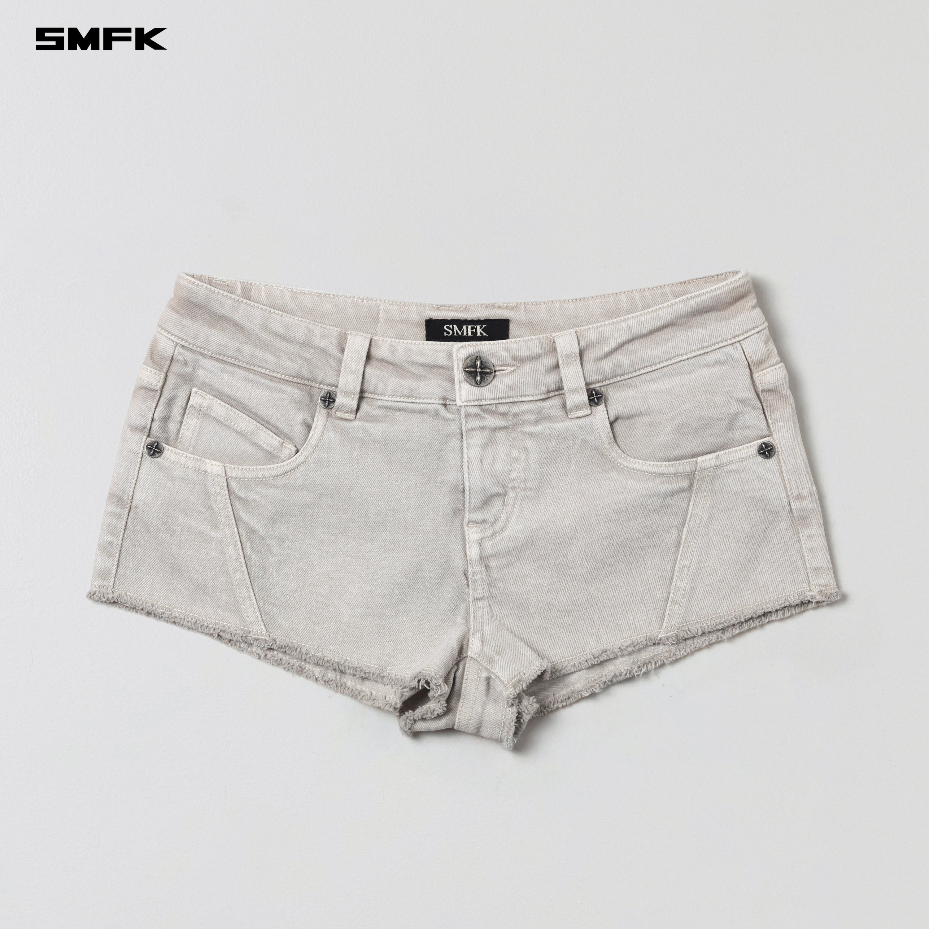 VINTAGE VANISH SKINNY DENIM SHORTS-LOW/GARMENT DYE VANISH WHITE