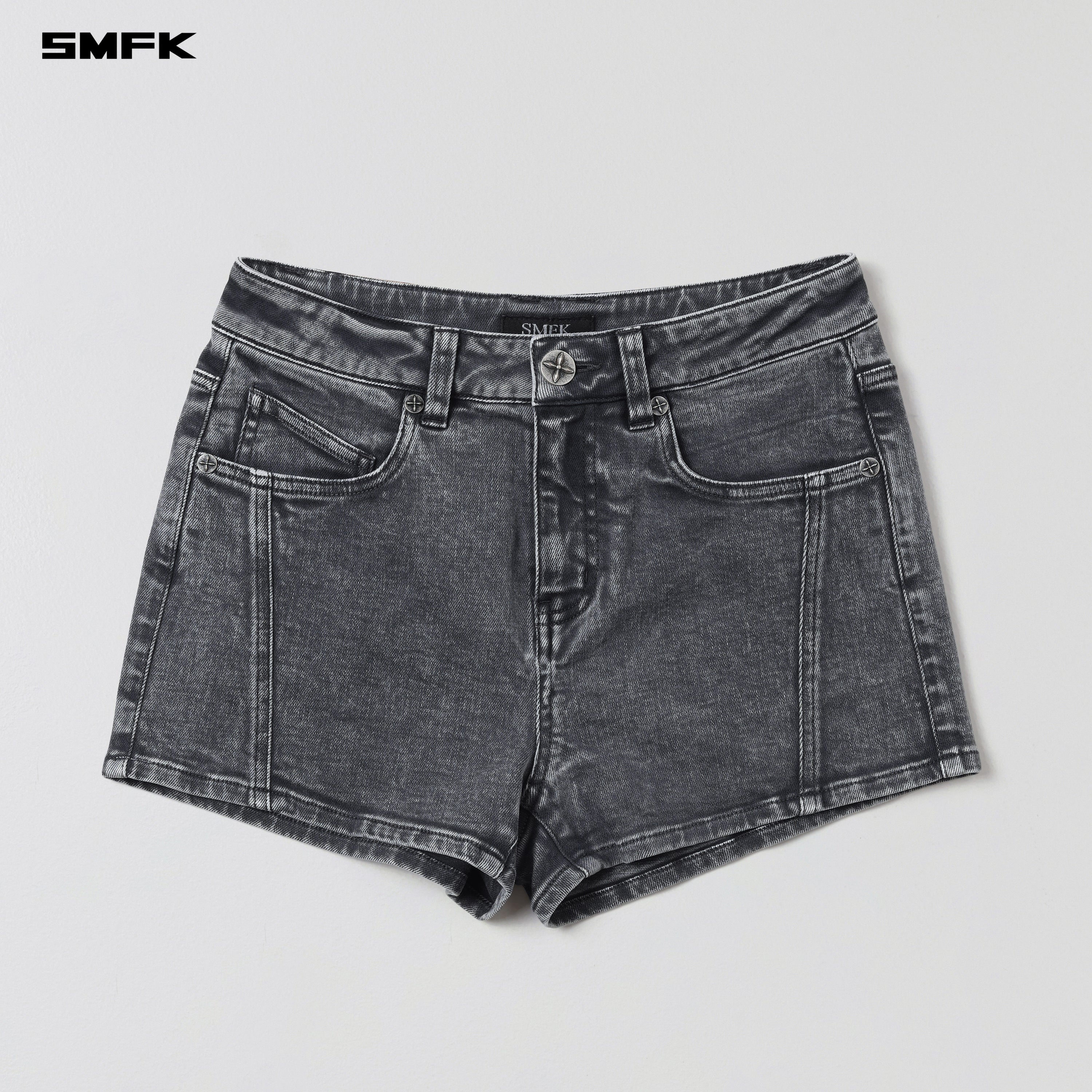 VINTAGE VANISH SKINNY DENIM SHORTS/GARMENT DYE STORM GREY