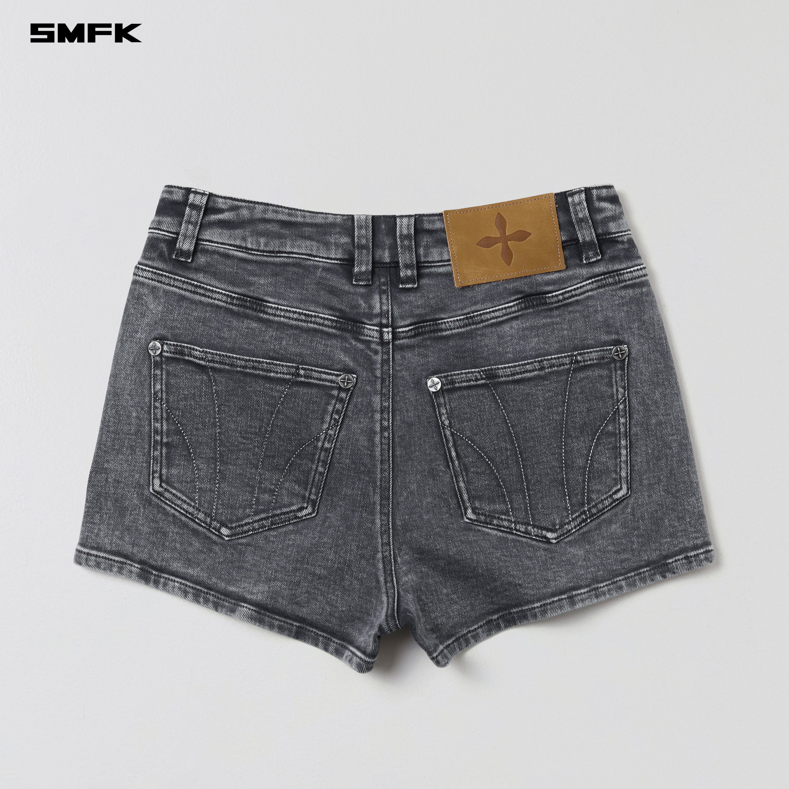 VINTAGE VANISH SKINNY DENIM SHORTS/GARMENT DYE STORM GREY