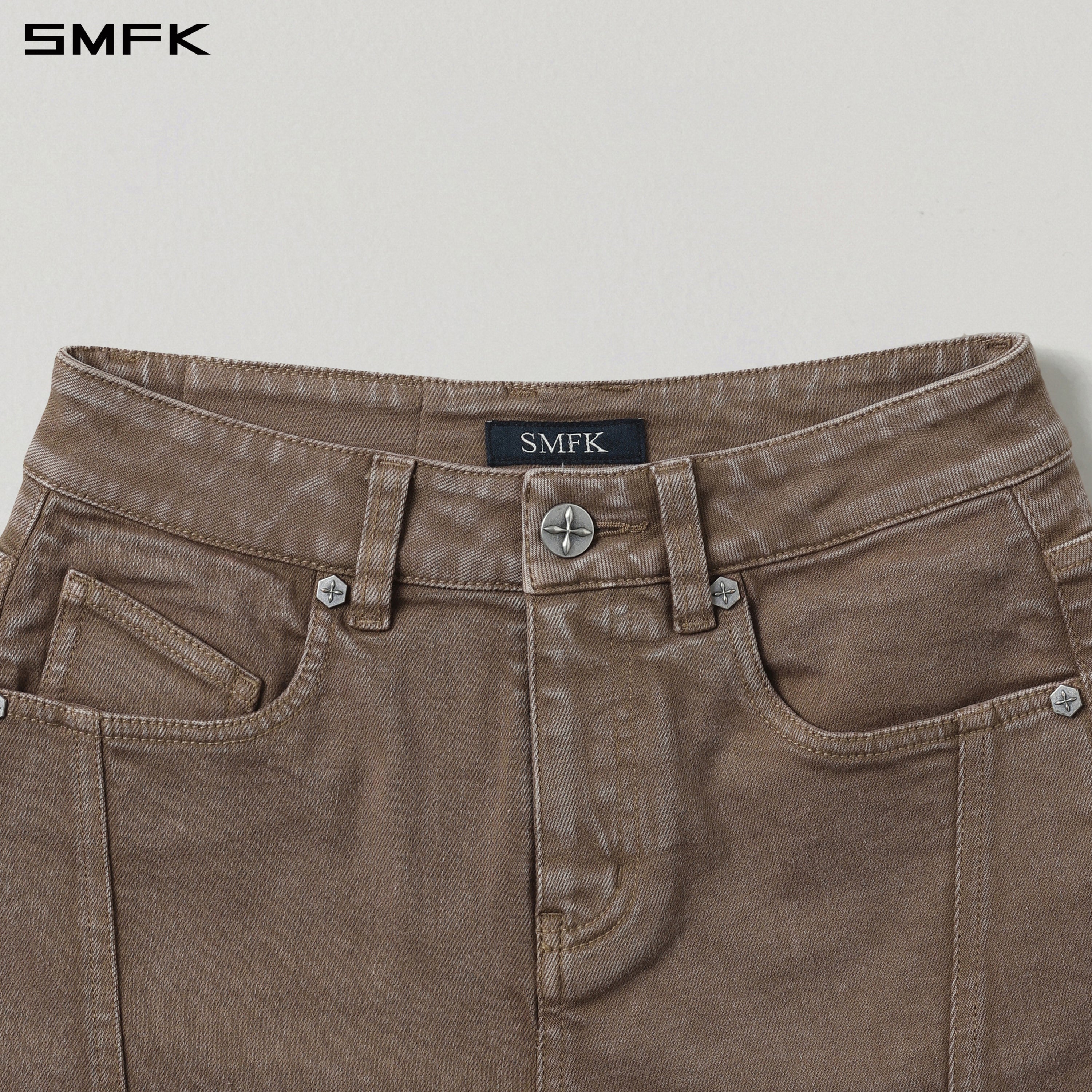 VINTAGE VANISH SKINNY DENIM SHORTS/GARMENT DYE VANISH BROWN