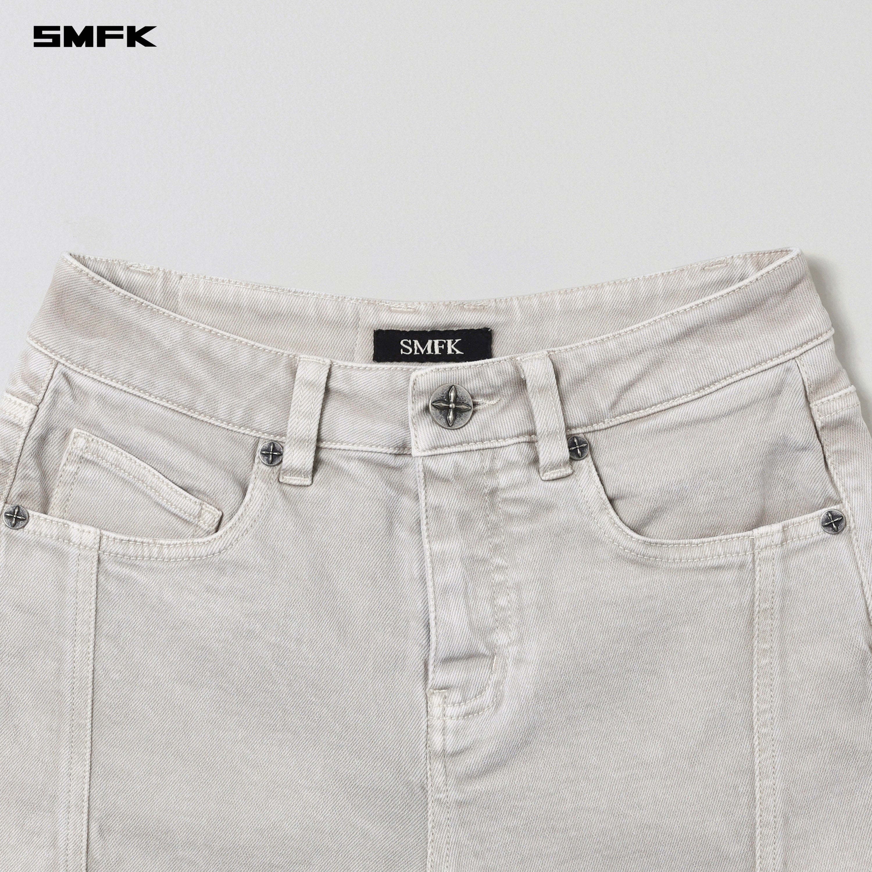 VINTAGE VANISH SKINNY DENIM SHORTS/GARMENT DYE VANISH WHITE