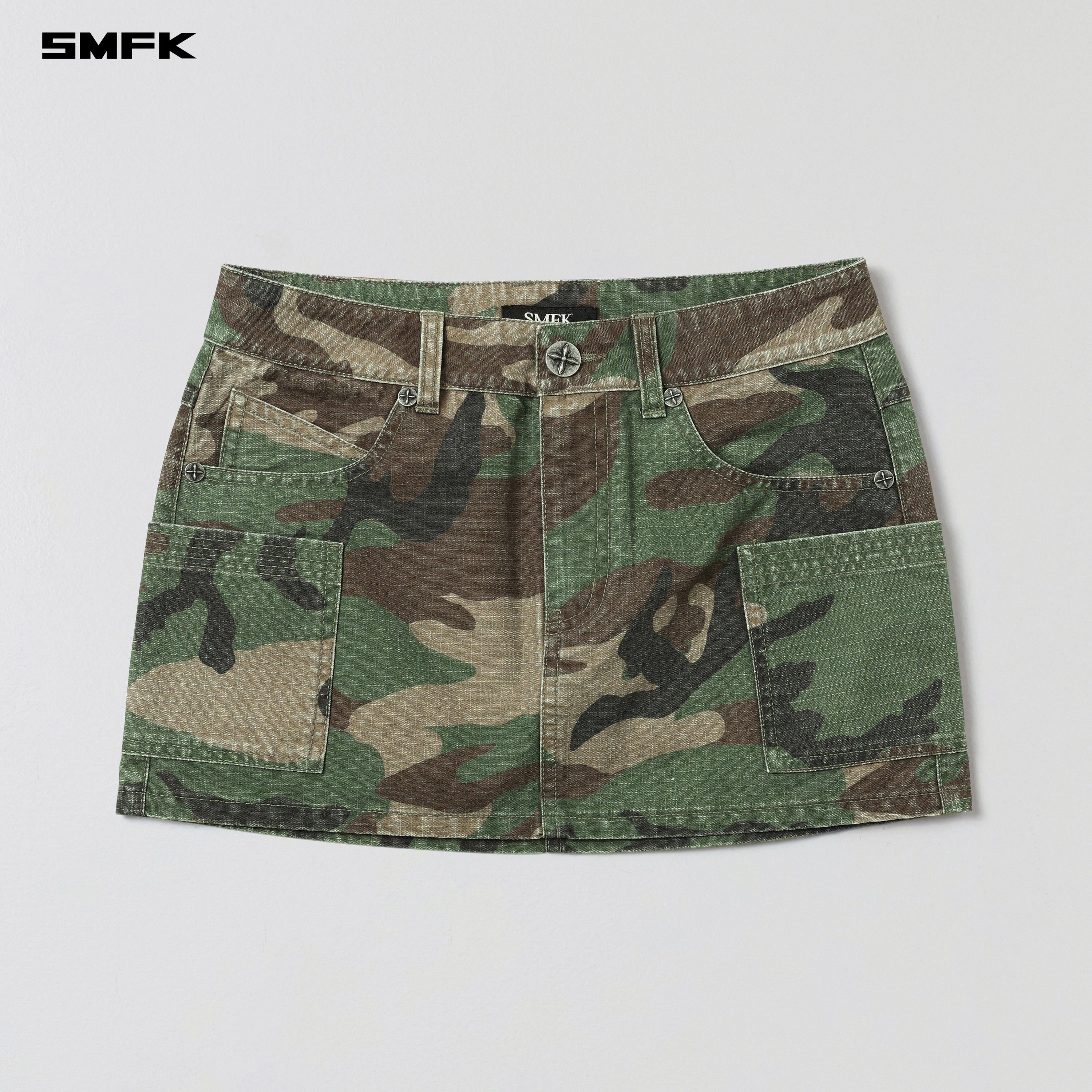 VINTAGE VANISH CARGO SHORT DRESS/CAMO COTTON GREEN CAMOUFLAGE