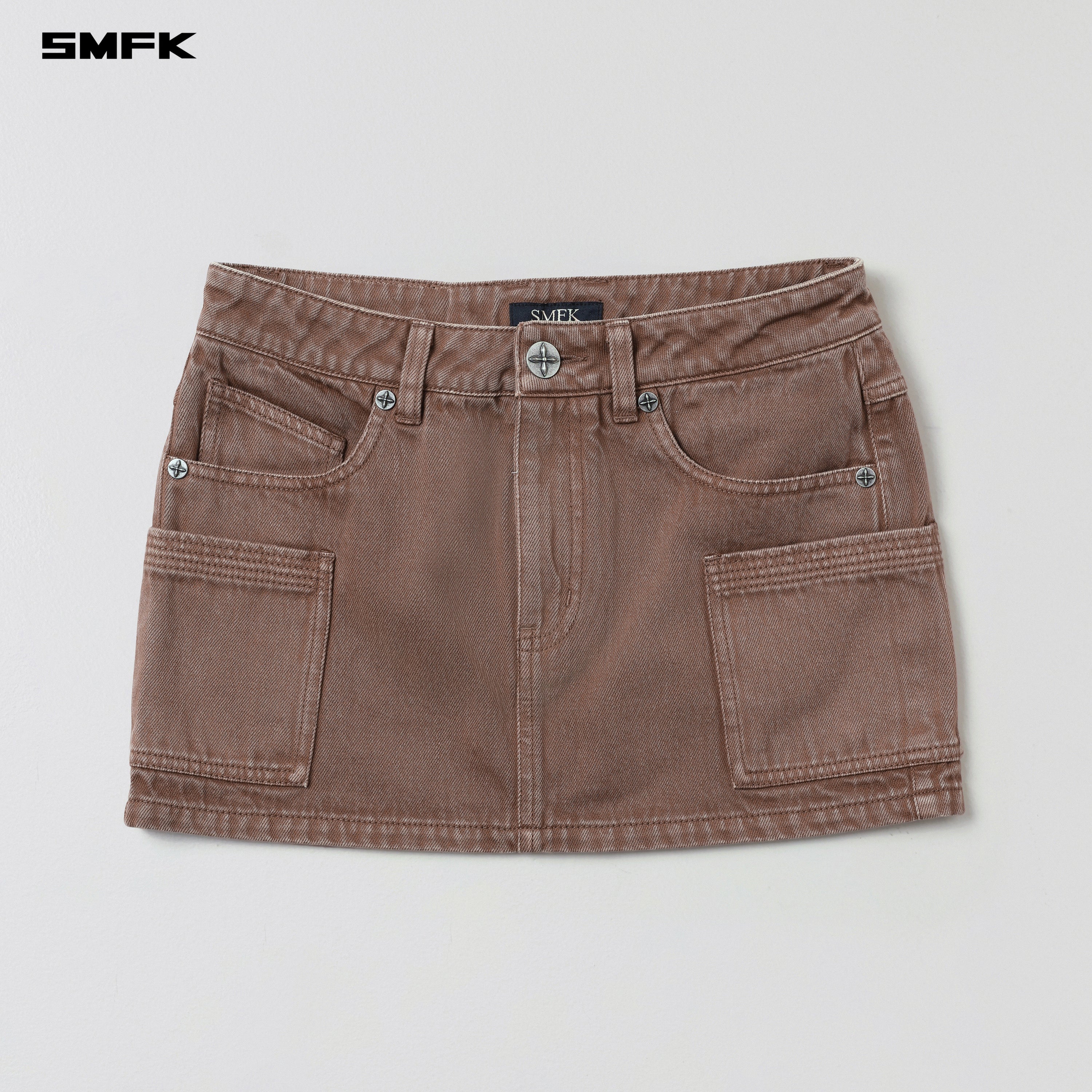 VINTAGE VANISH DENIM SHORT DRESS/GARMENT DYE VANISH BROWN