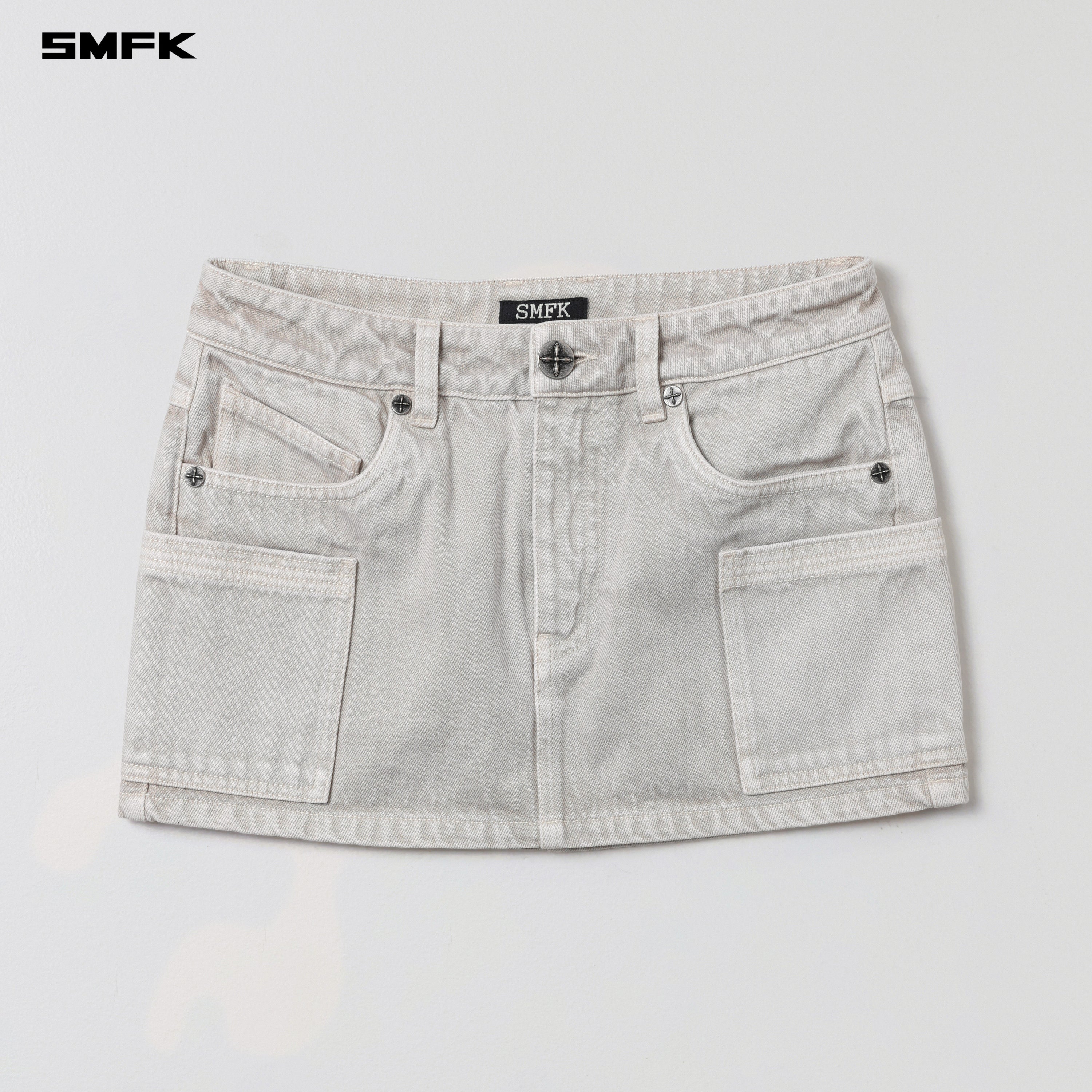 VINTAGE VANISH DENIM SHORT DRESS/GARMENT DYE VANISH WHITE