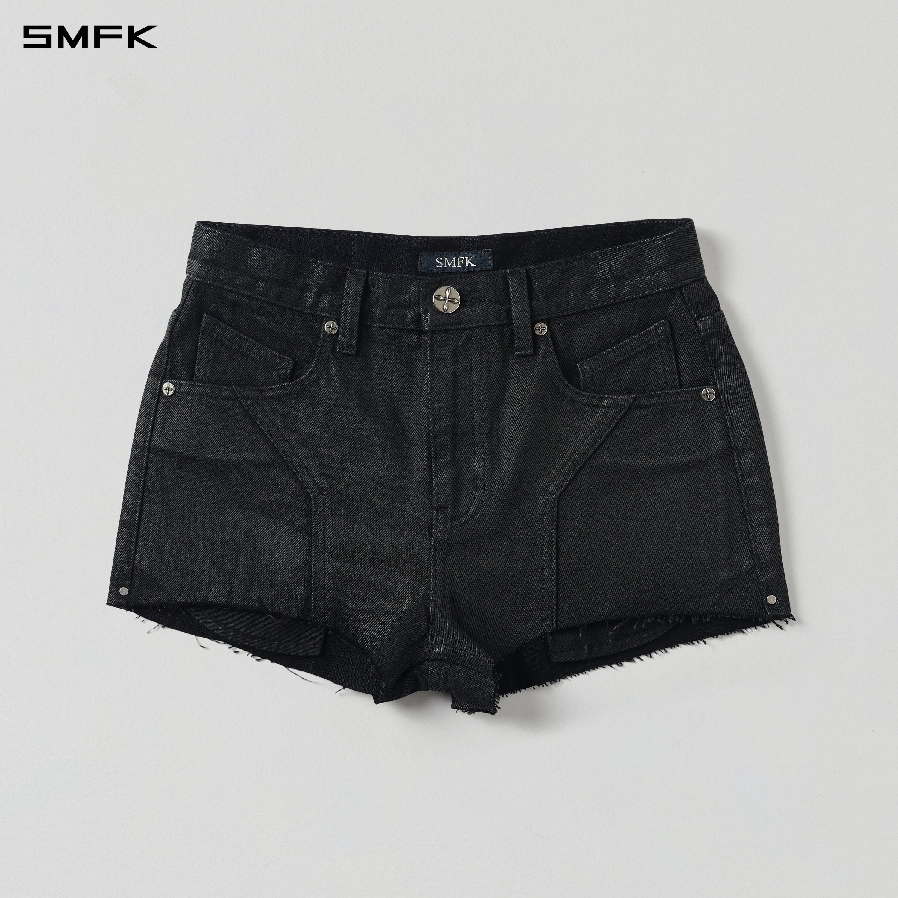 MIRAGE PRISM REMAKE WAX DENIM SHORTS/DENIM COTTON/W INK BLACK