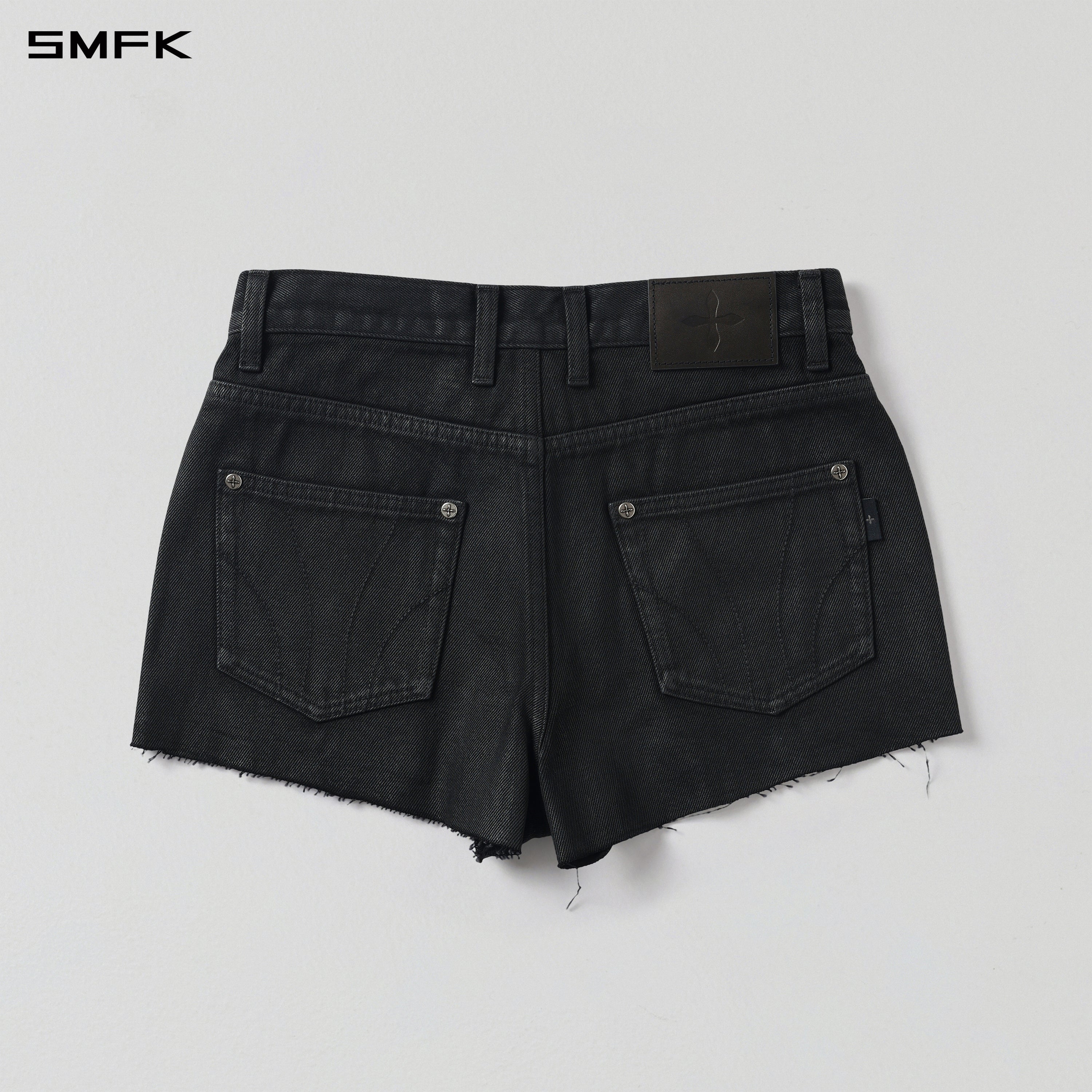 MIRAGE PRISM REMAKE WAX DENIM SHORTS/DENIM COTTON/W INK BLACK