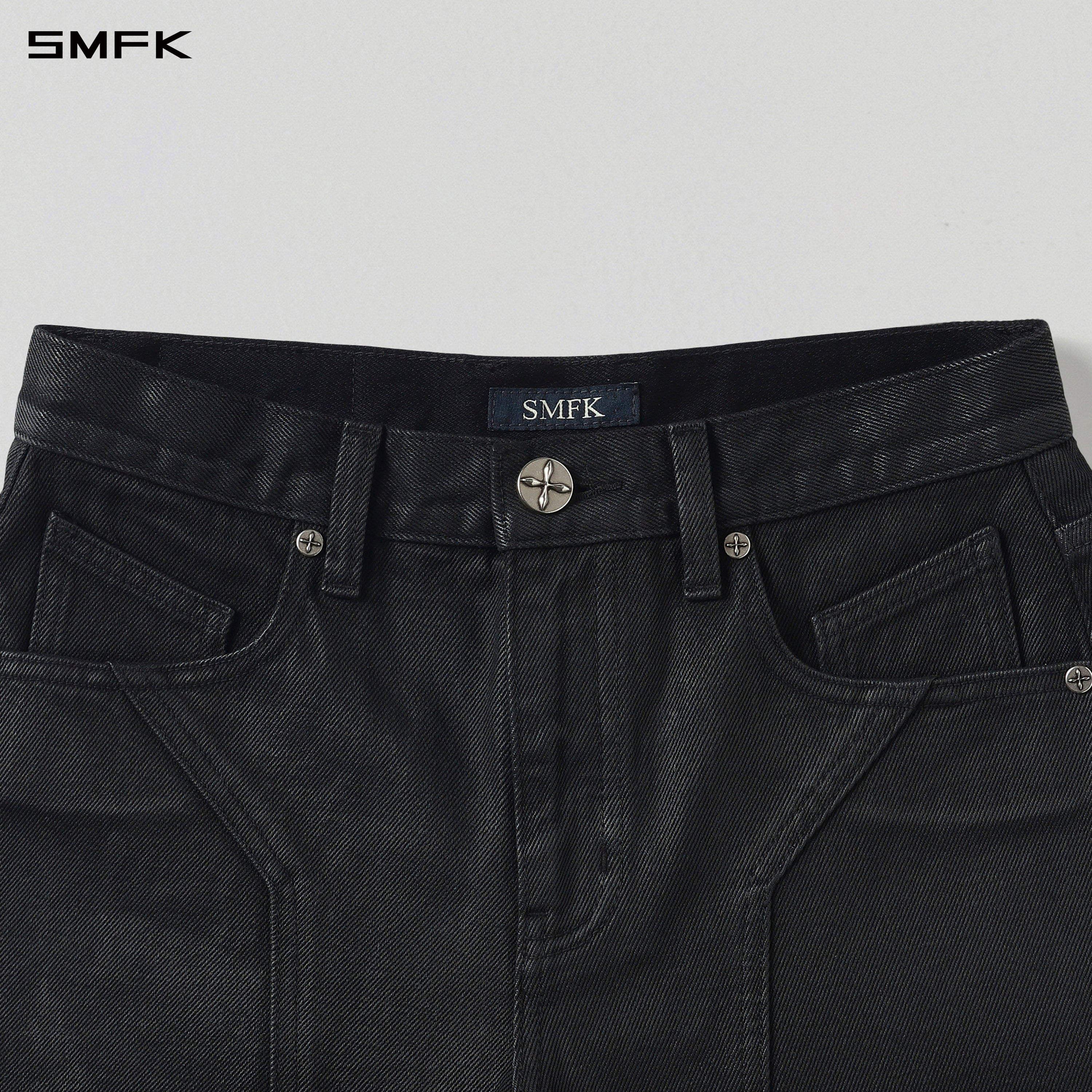 MIRAGE PRISM REMAKE WAX DENIM SHORTS/DENIM COTTON/W INK BLACK