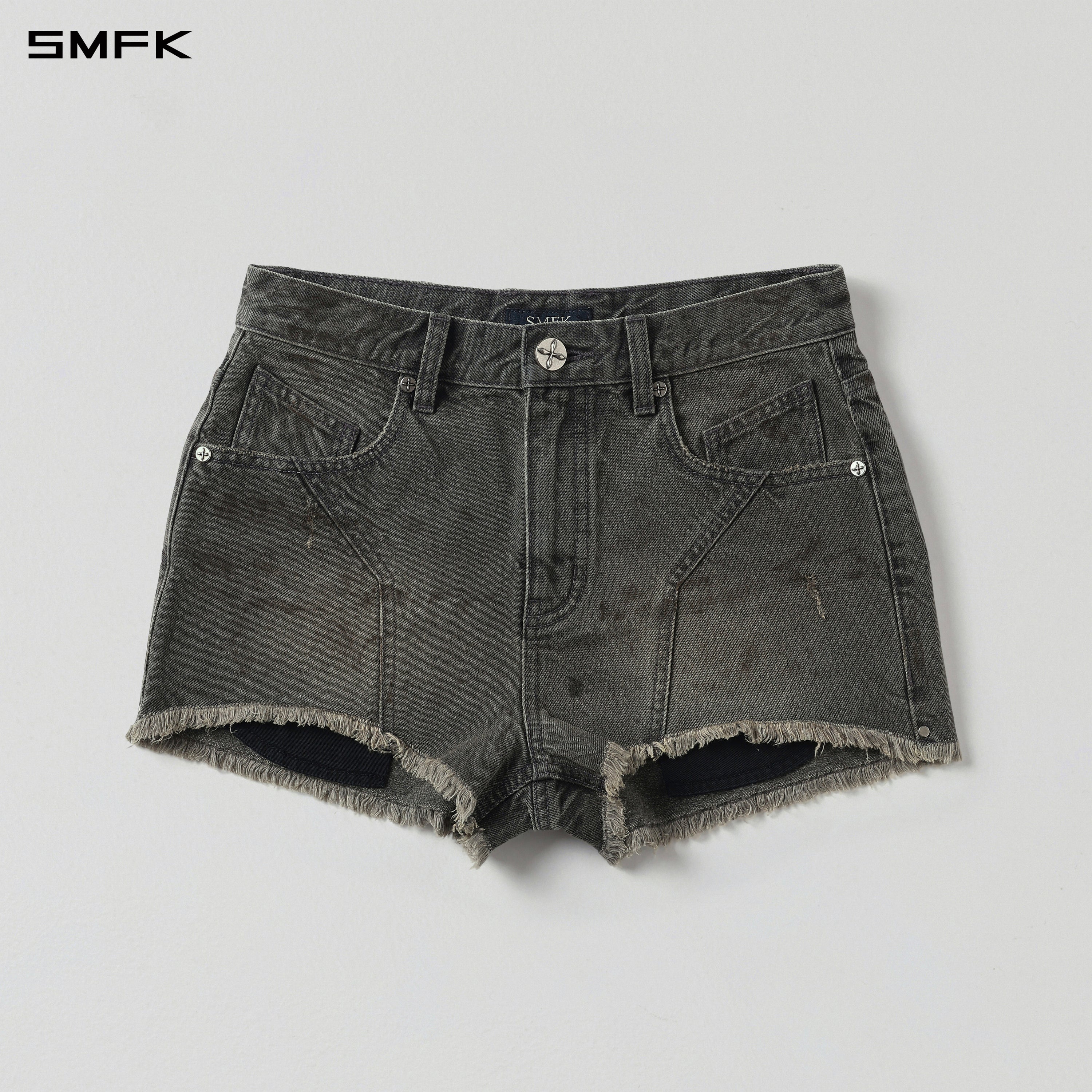 MIRAGE PRISM REMAKE DIRTY DENIM SHORTS/DIRTY DENIM COTTON/W STORM GREY